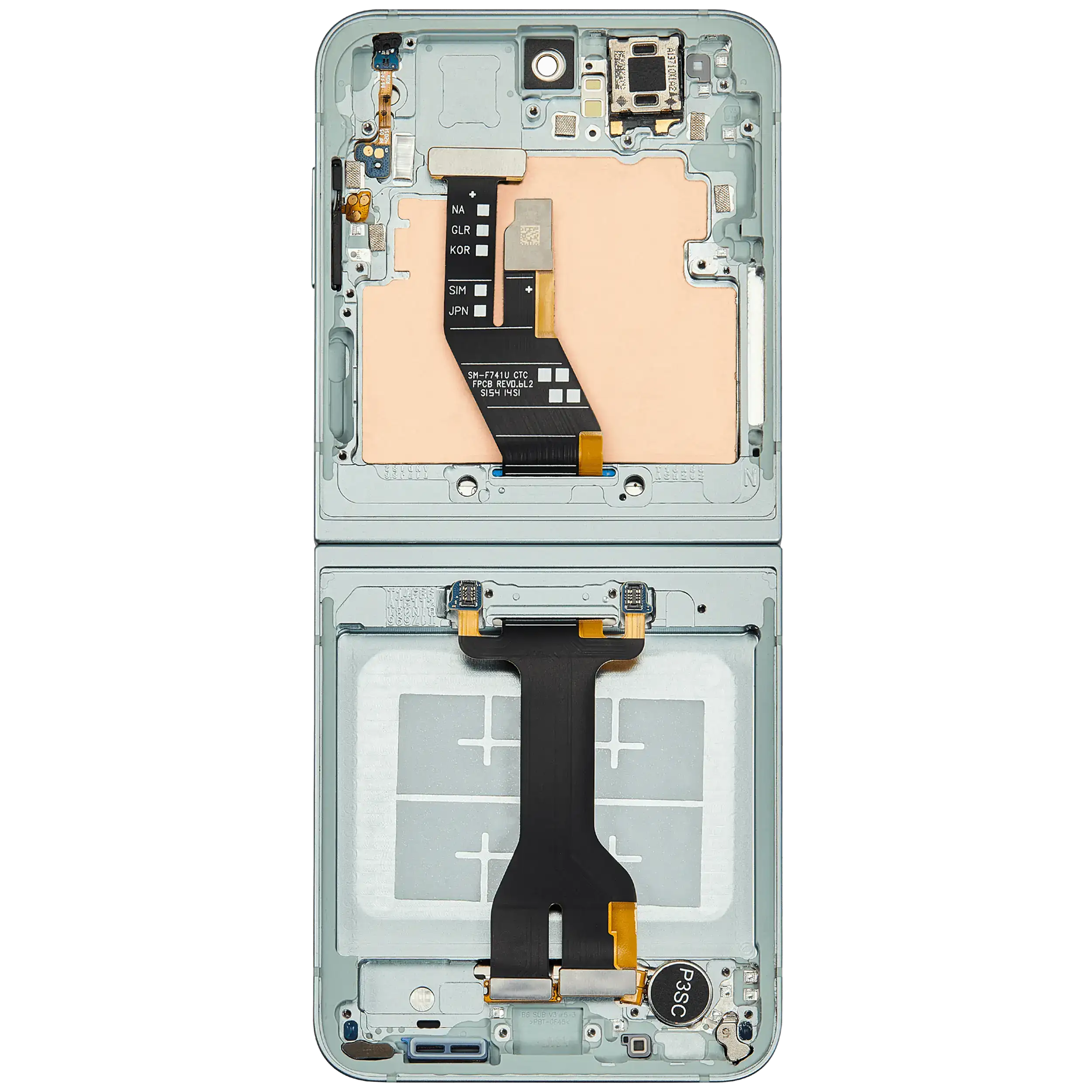 Inner OLED Display mit Rahmen für Samsung Galaxy Z Flip 6 5G (US & International) (Service Pack) (Mint) – Bild 4