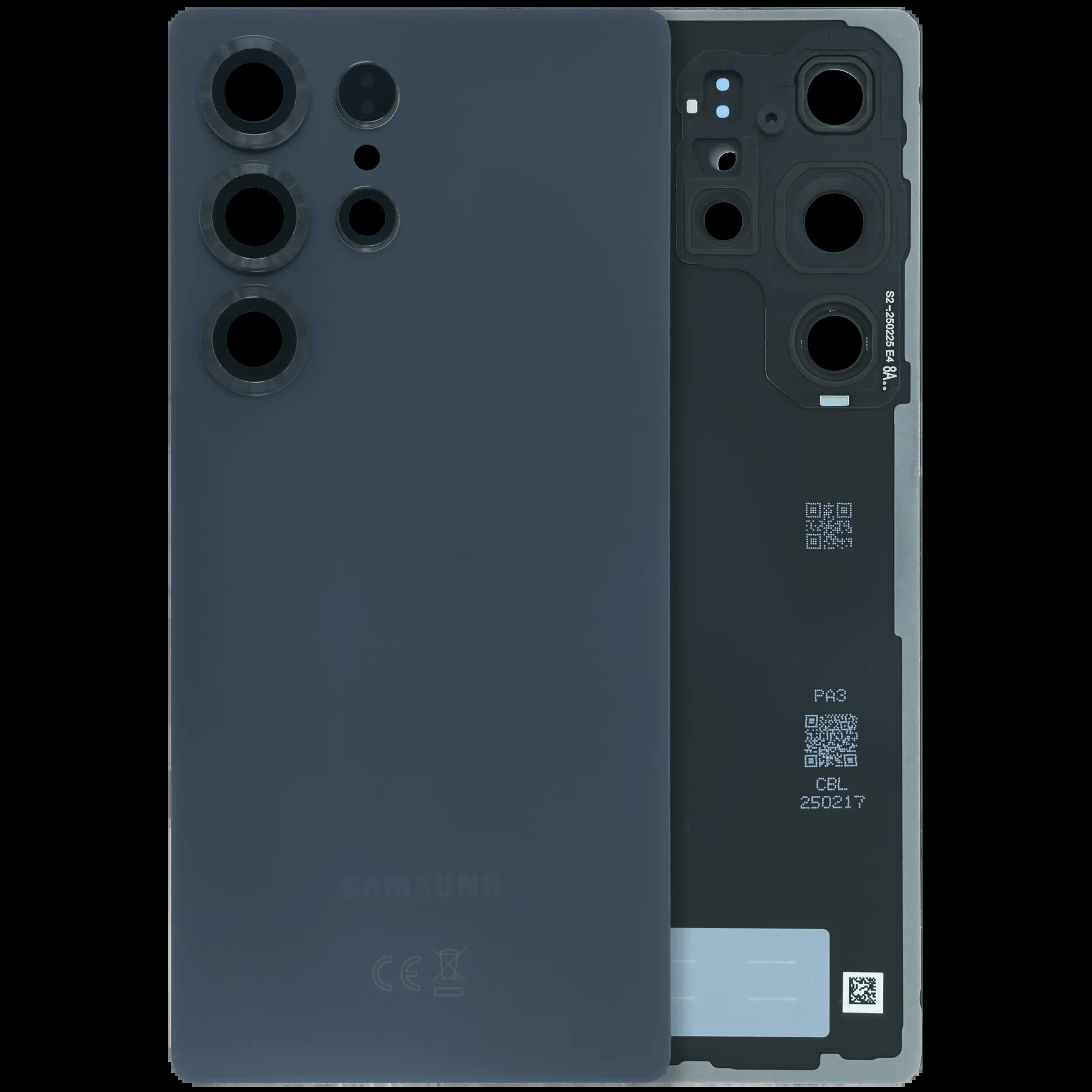 Rückdeckelglas mit Kameraglas für Samsung Galaxy S25 Ultra 5G (Service Pack) (Titanium Black)
