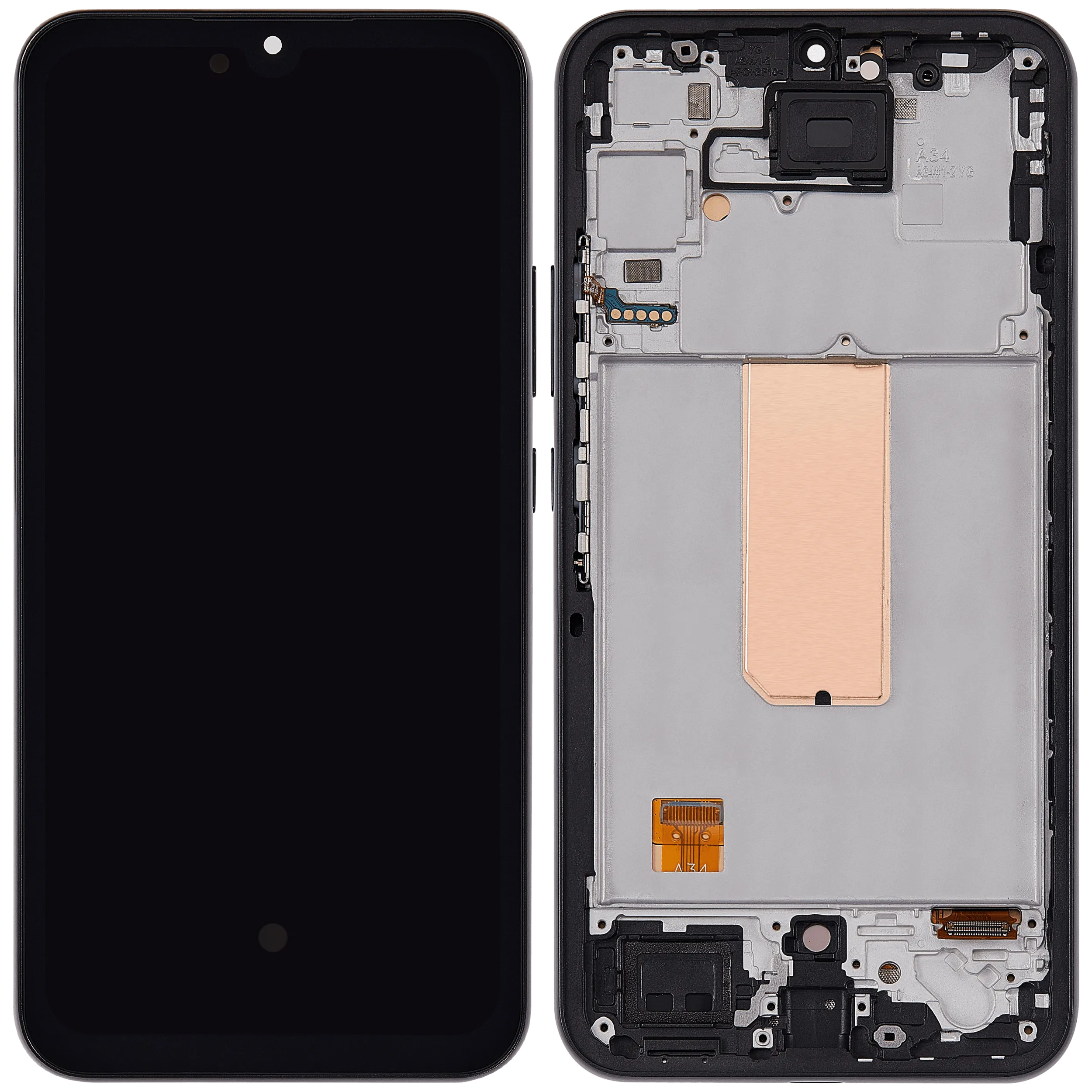 OLED Display mit Rahmen für Samsung Galaxy A34 5G (A346 / 2023) (6.46") (Aftermarket Plus) (Graphite) – Bild 2