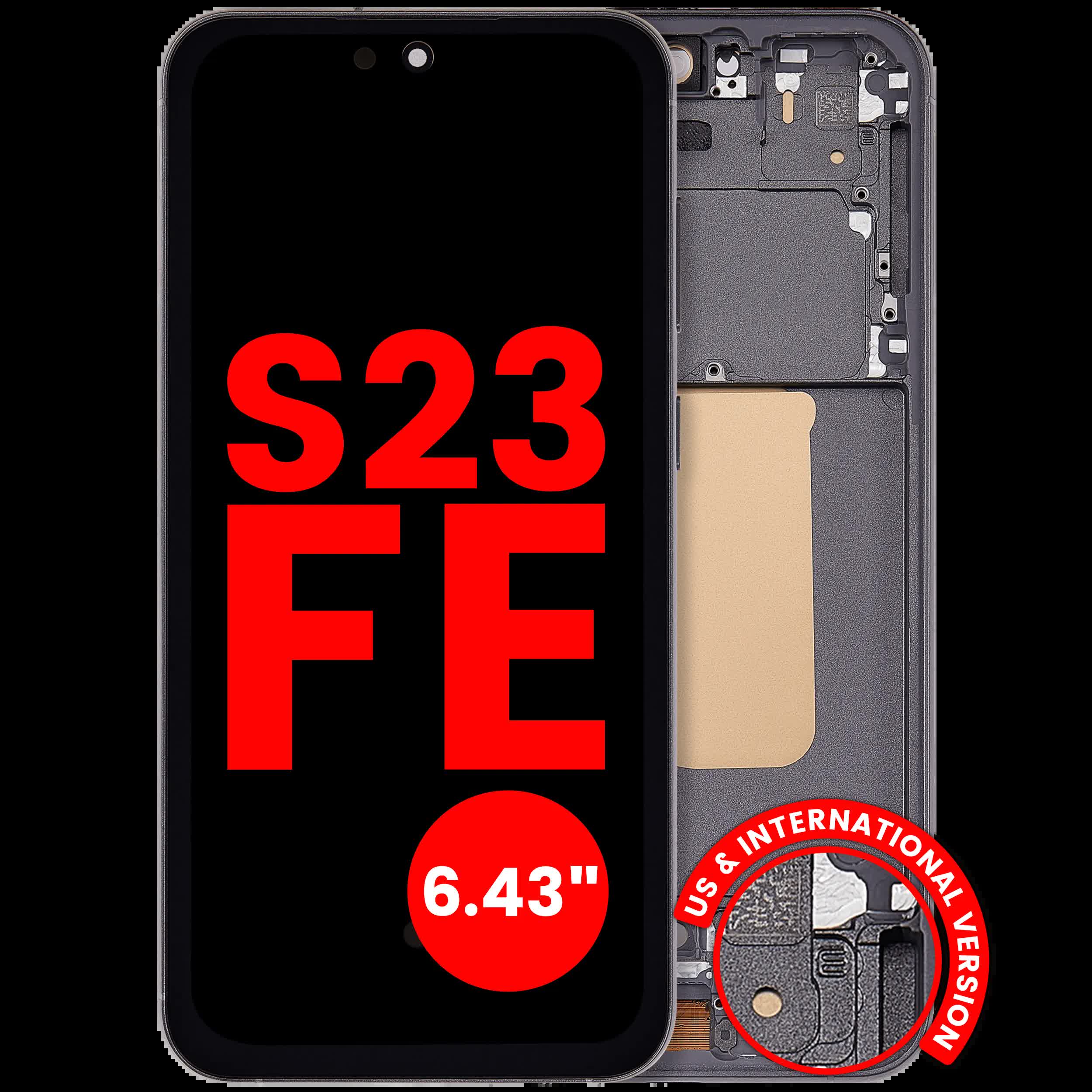 OLED Display mit Rahmen für Samsung Galaxy S23 FE 5G (US & International Version)(6.43") (Aftermarket Plus) (Graphite)