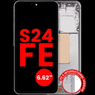 OLED Display mit Rahmen für Samsung Galaxy S24 FE 5G (US & International Version) (6.62") (Aftermarket Plus) (Gray (Grau))