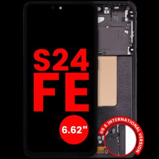OLED Display mit Rahmen für Samsung Galaxy S24 FE 5G (US & International Version) (6.62") (Aftermarket Plus) (Graphite)