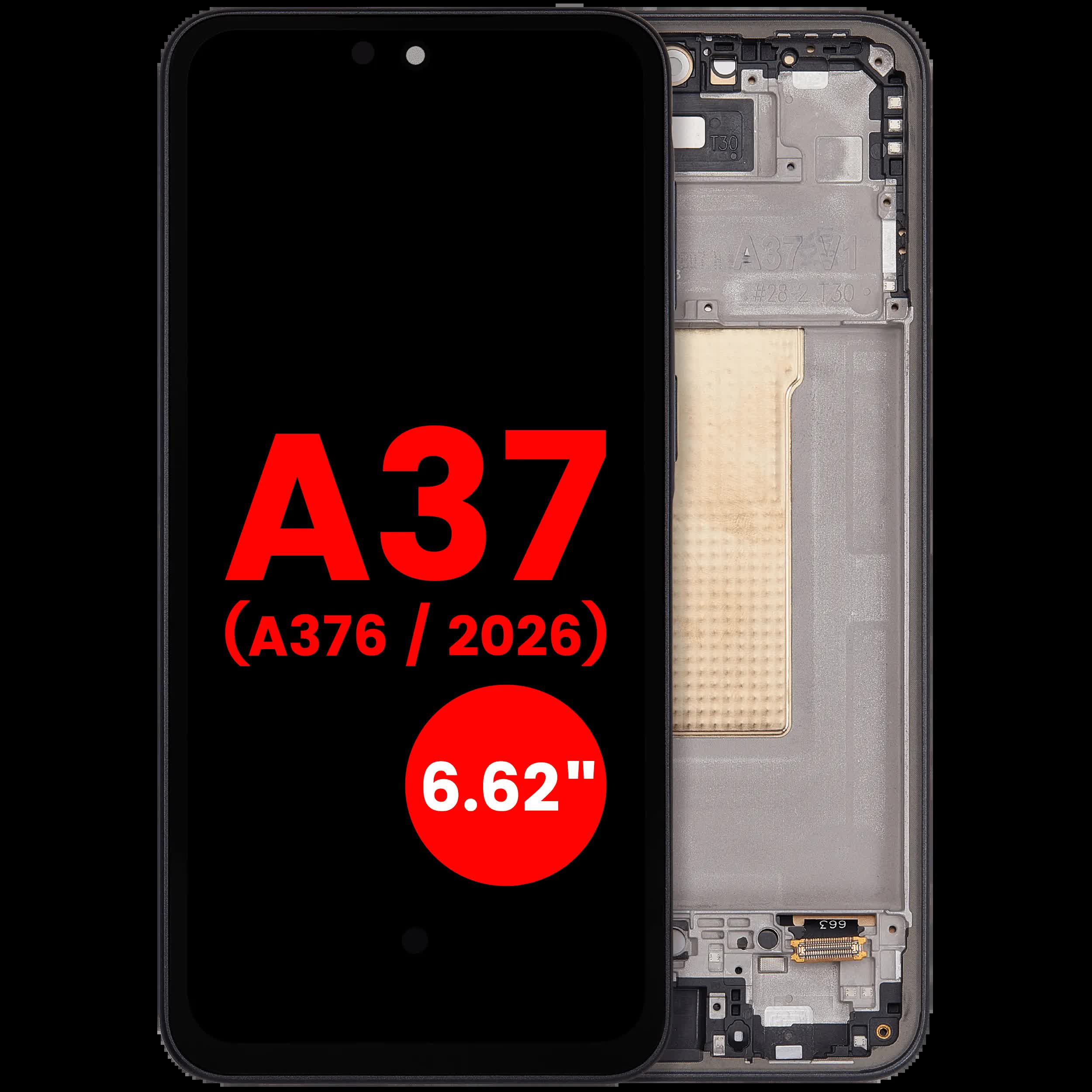 OLED Display mit Rahmen für Samsung Galaxy A37 5G (A376 / 2026) (6.62") (Aftermarket Plus) (Charkoal)