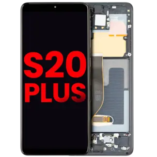 LCD Display mit Rahmen (ohne FingerPrint Sensor) für Samsung Galaxy S20 Plus 5G (US & International) (Aftermarket: Incell) (Cosmic Black)