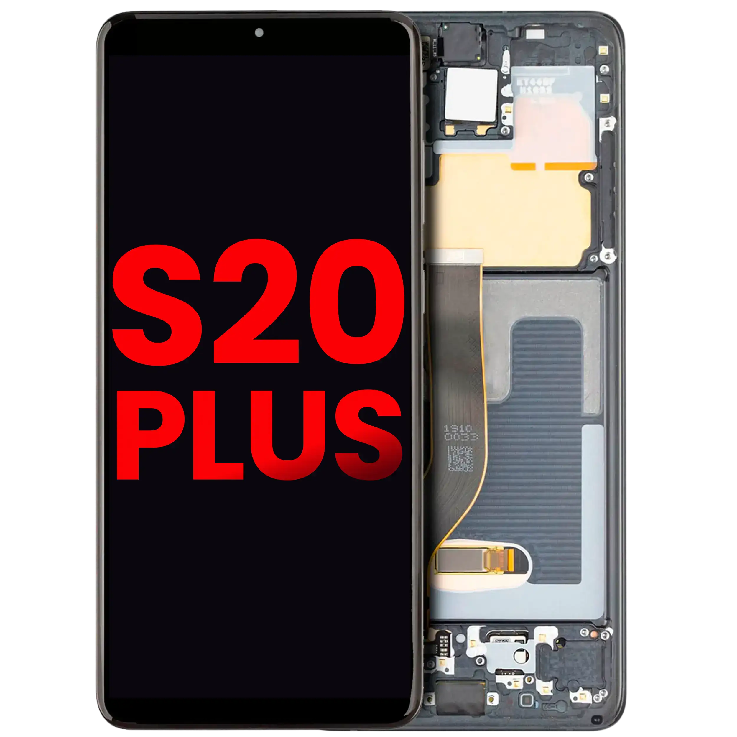 LCD Display mit Rahmen (ohne FingerPrint Sensor) für Samsung Galaxy S20 Plus 5G (US & International) (Aftermarket: Incell) (Cosmic Black) – Bild 2