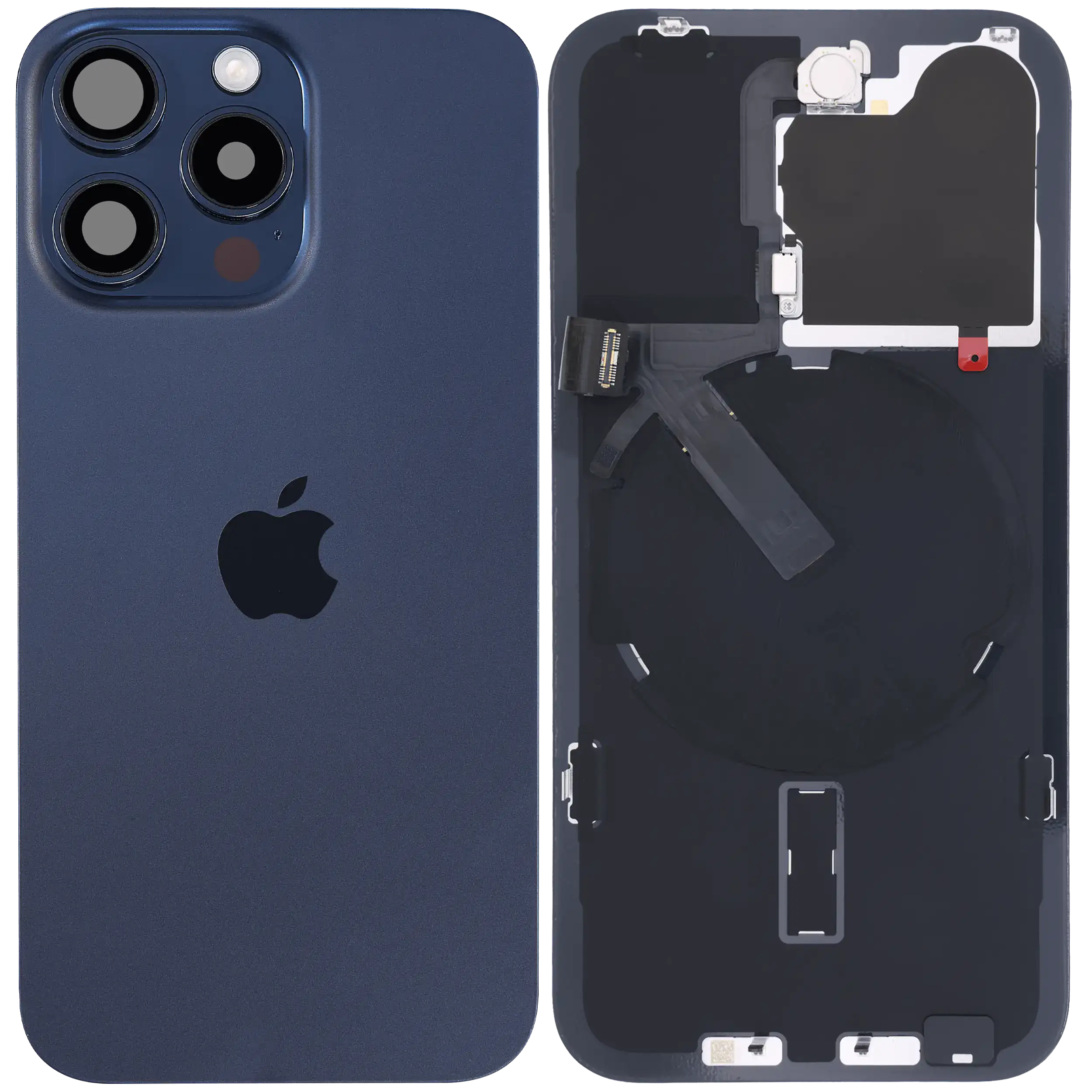 Rückglas mit MagSafe Magnet & NFC & Taschenlampen-Flexkabel für IPhone 15 Pro (Original) (Blue Titanium) – Bild 2
