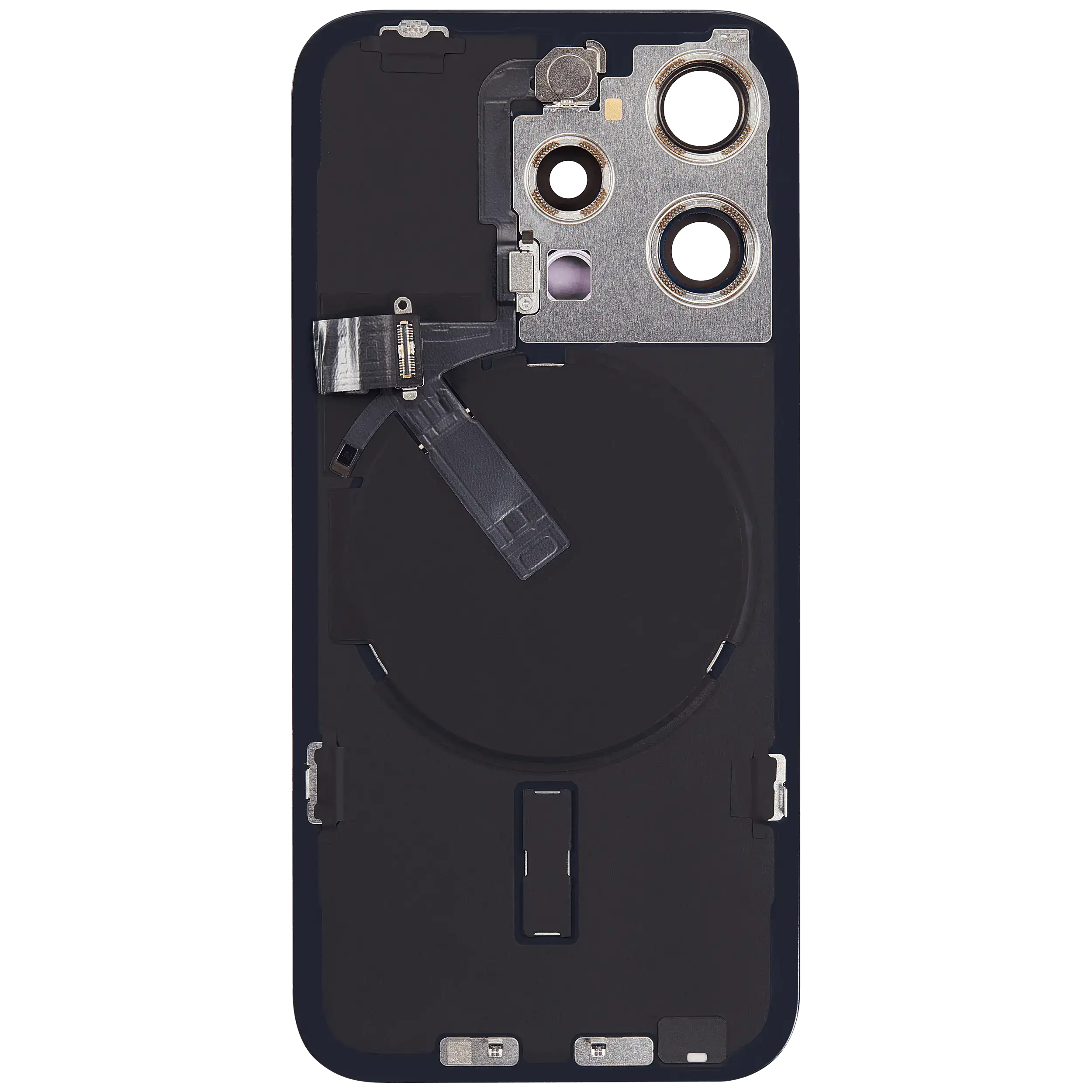Rückglas mit MagSafe Magnet & NFC & Taschenlampen-Flexkabel für IPhone 15 Pro (Original) (Black Titanium) – Bild 4