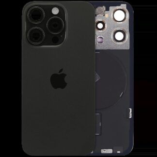Rückglas mit MagSafe Magnet & NFC & Taschenlampen-Flexkabel für IPhone 15 Pro (Original) (Black Titanium)
