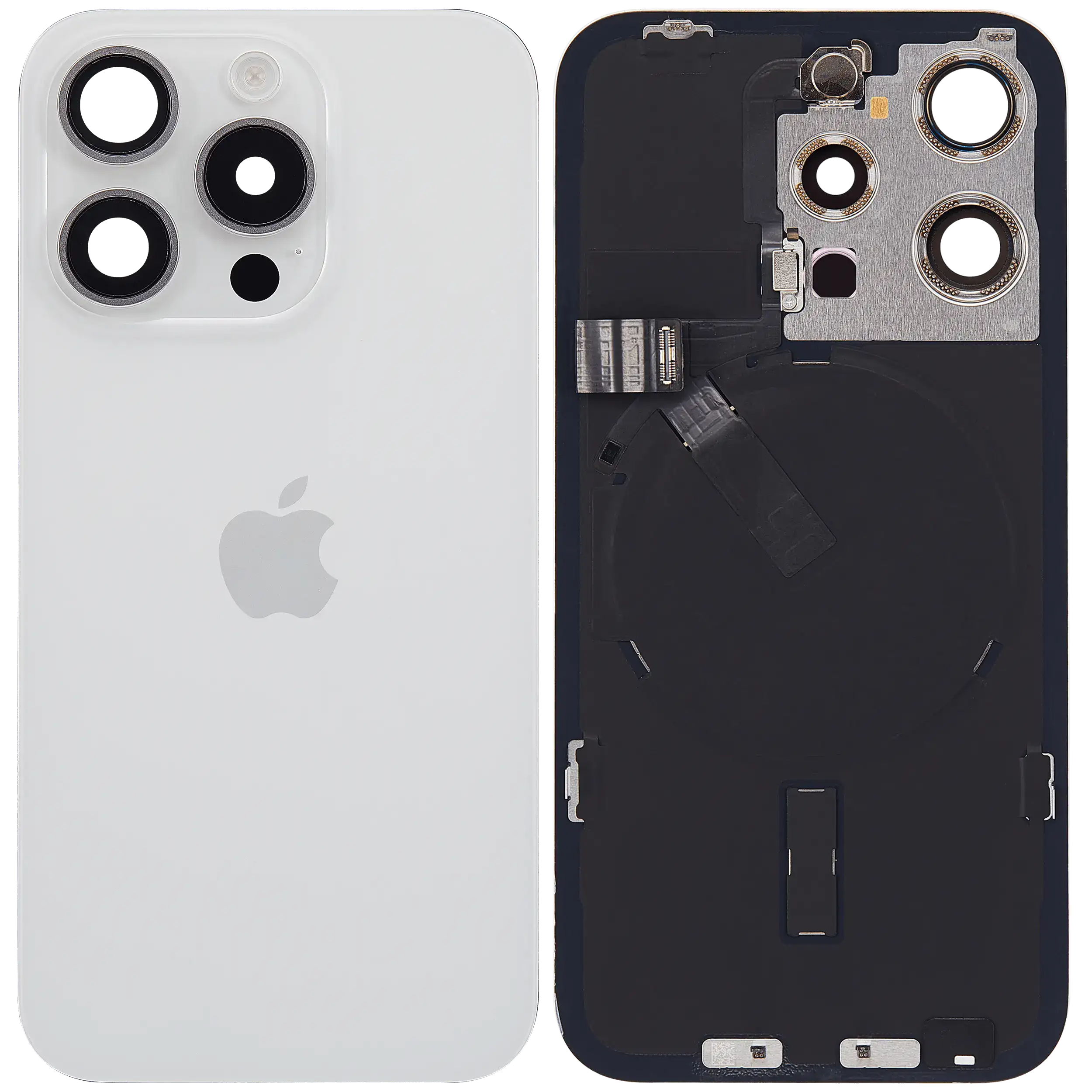Rückglas mit MagSafe Magnet & NFC & Taschenlampen-Flexkabel für IPhone 15 Pro (Original) (White Titanium) – Bild 2