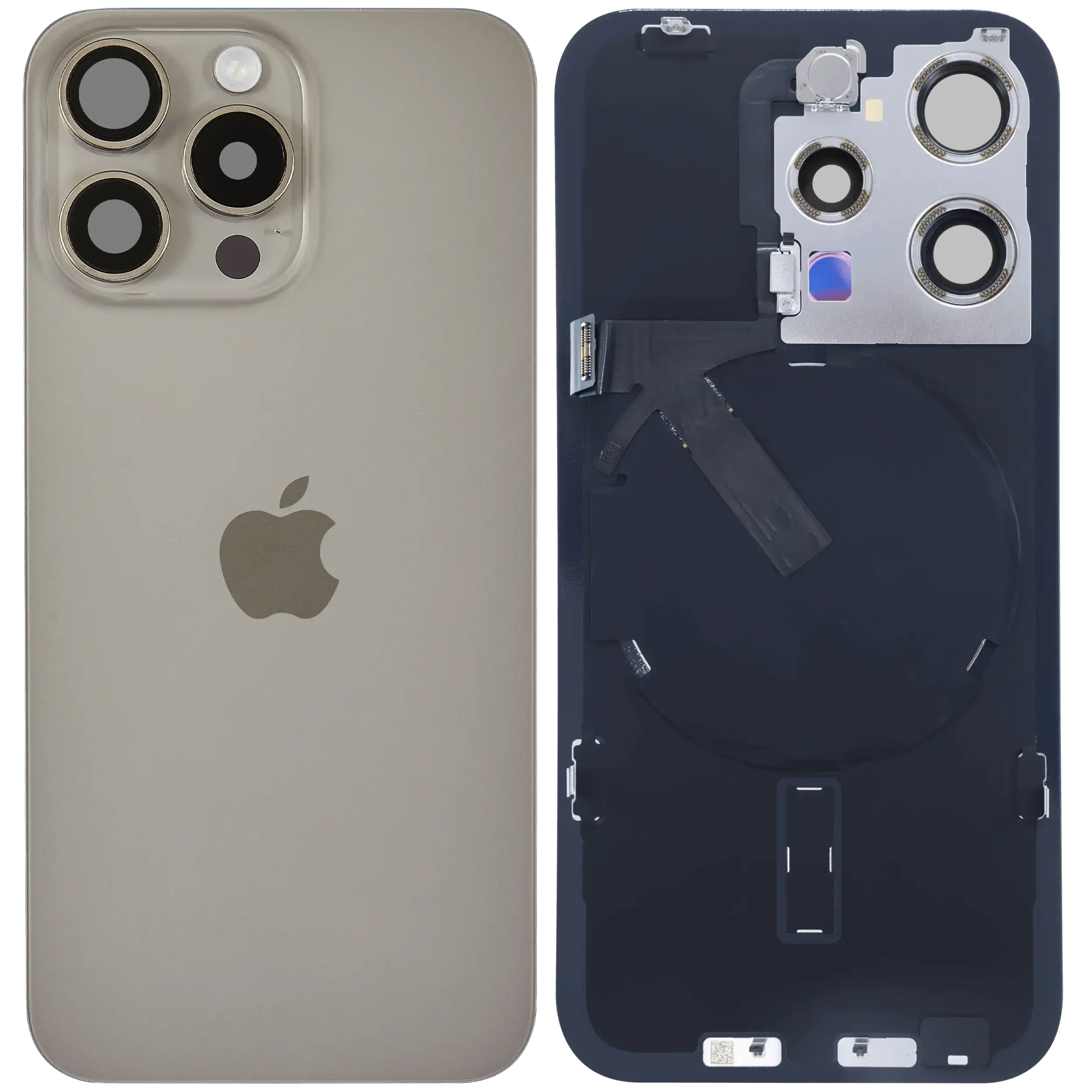 Rückglas mit MagSafe Magnet & NFC & Taschenlampen-Flexkabel für IPhone 15 Pro (Original) (Natural Titanium) – Bild 2