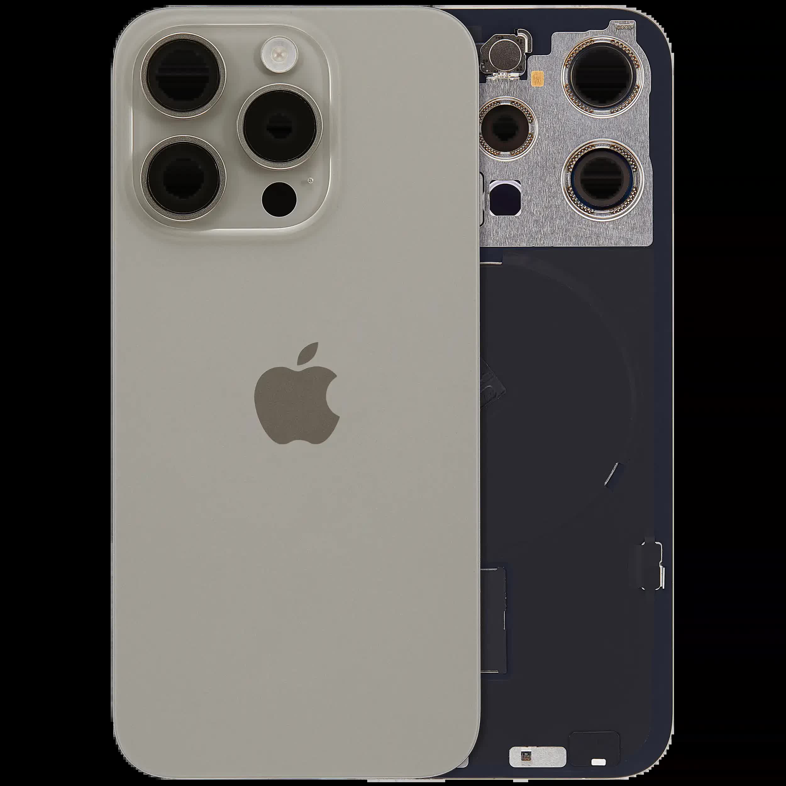 Rückglas mit MagSafe Magnet & NFC & Taschenlampen-Flexkabel für IPhone 15 Pro (Original) (Natural Titanium)