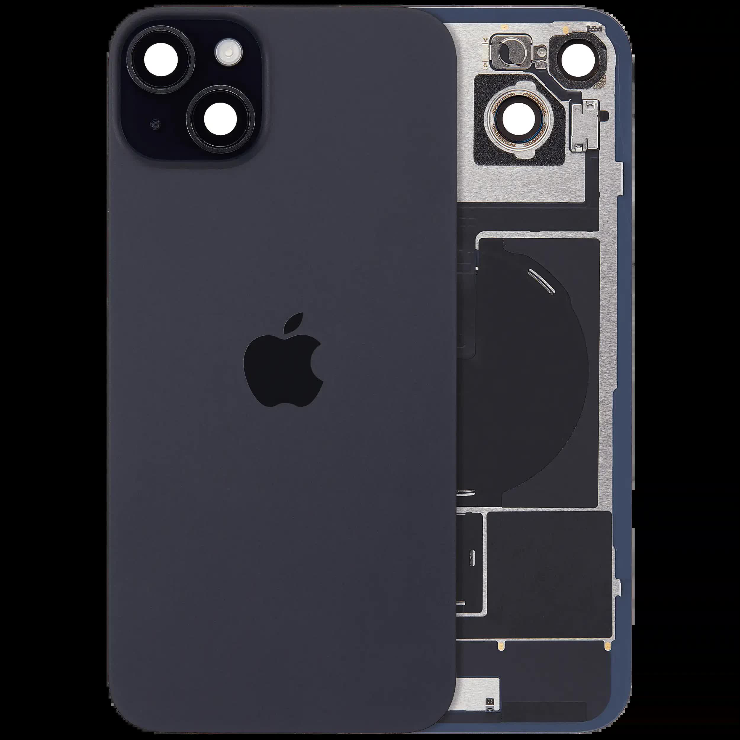 Rückglas mit MagSafe Magnet & NFC & Taschenlampen-Flexkabel für IPhone 15 Plus (Original) (Black (Schwarz))