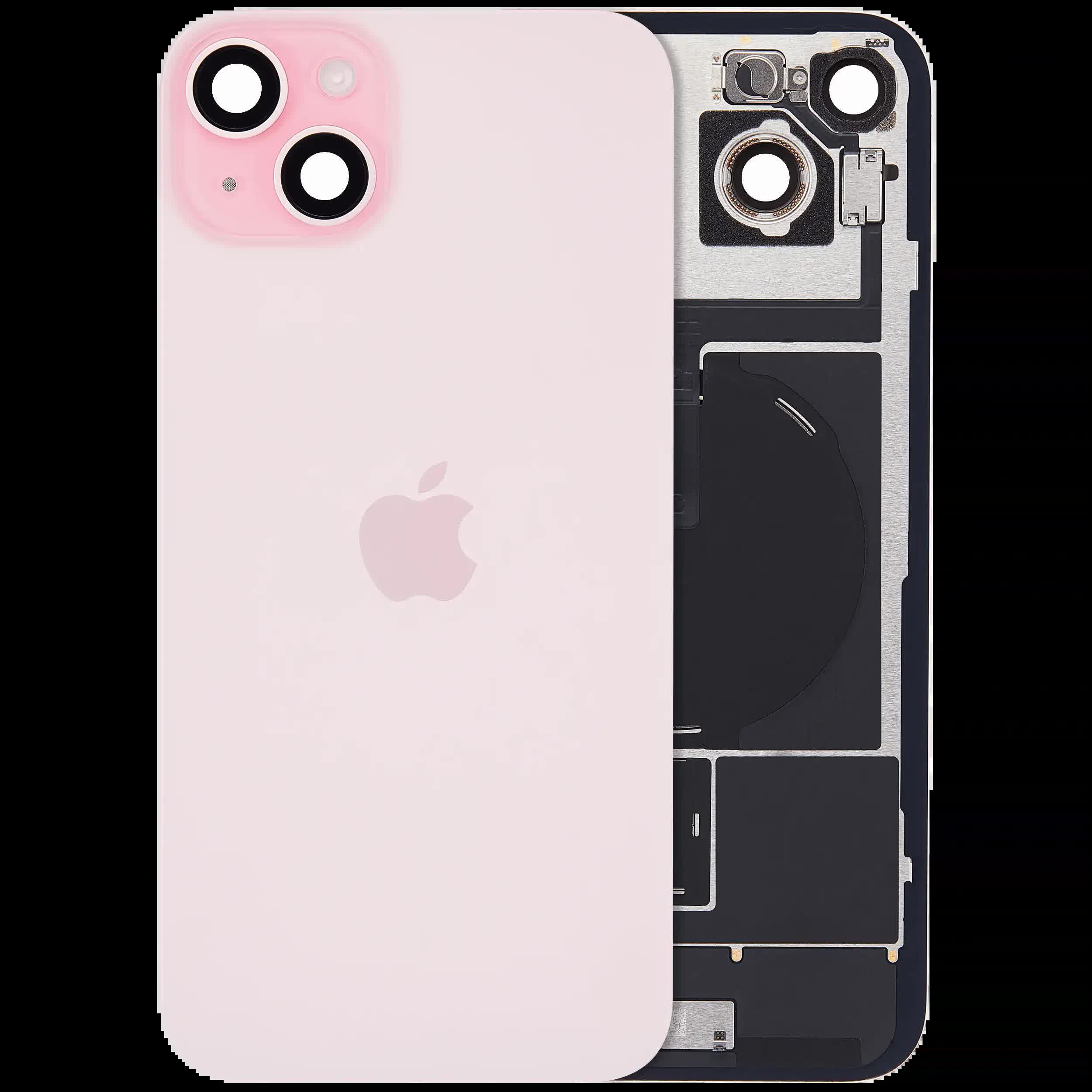 Rückglas mit MagSafe Magnet & NFC & Taschenlampen-Flexkabel für IPhone 15 Plus (Original) (Pink (Rosa))