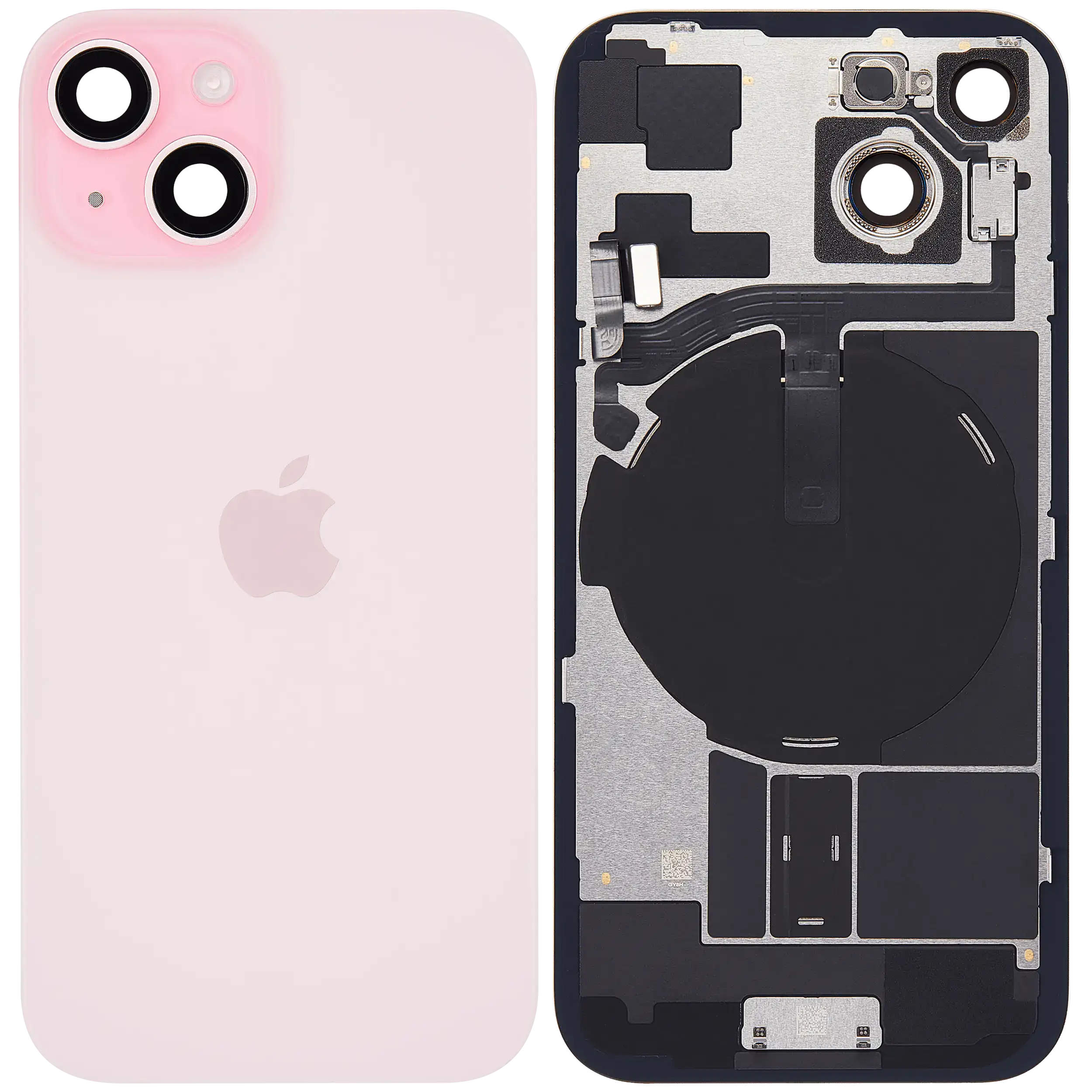Rückglas mit MagSafe Magnet & NFC & Taschenlampen-Flexkabel für IPhone 15 (Original) (Pink (Rosa)) – Bild 2