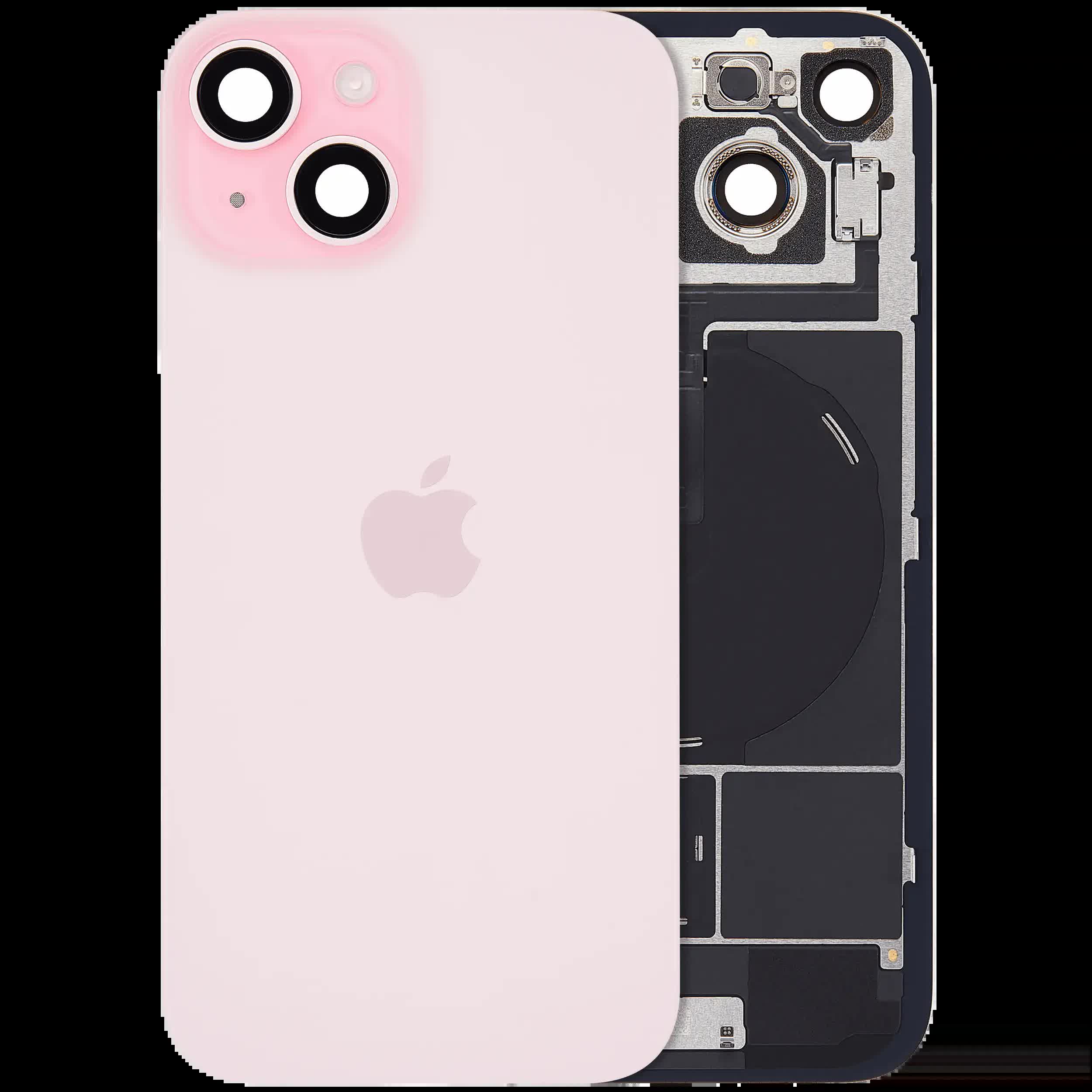 Rückglas mit MagSafe Magnet & NFC & Taschenlampen-Flexkabel für IPhone 15 (Original) (Pink (Rosa))