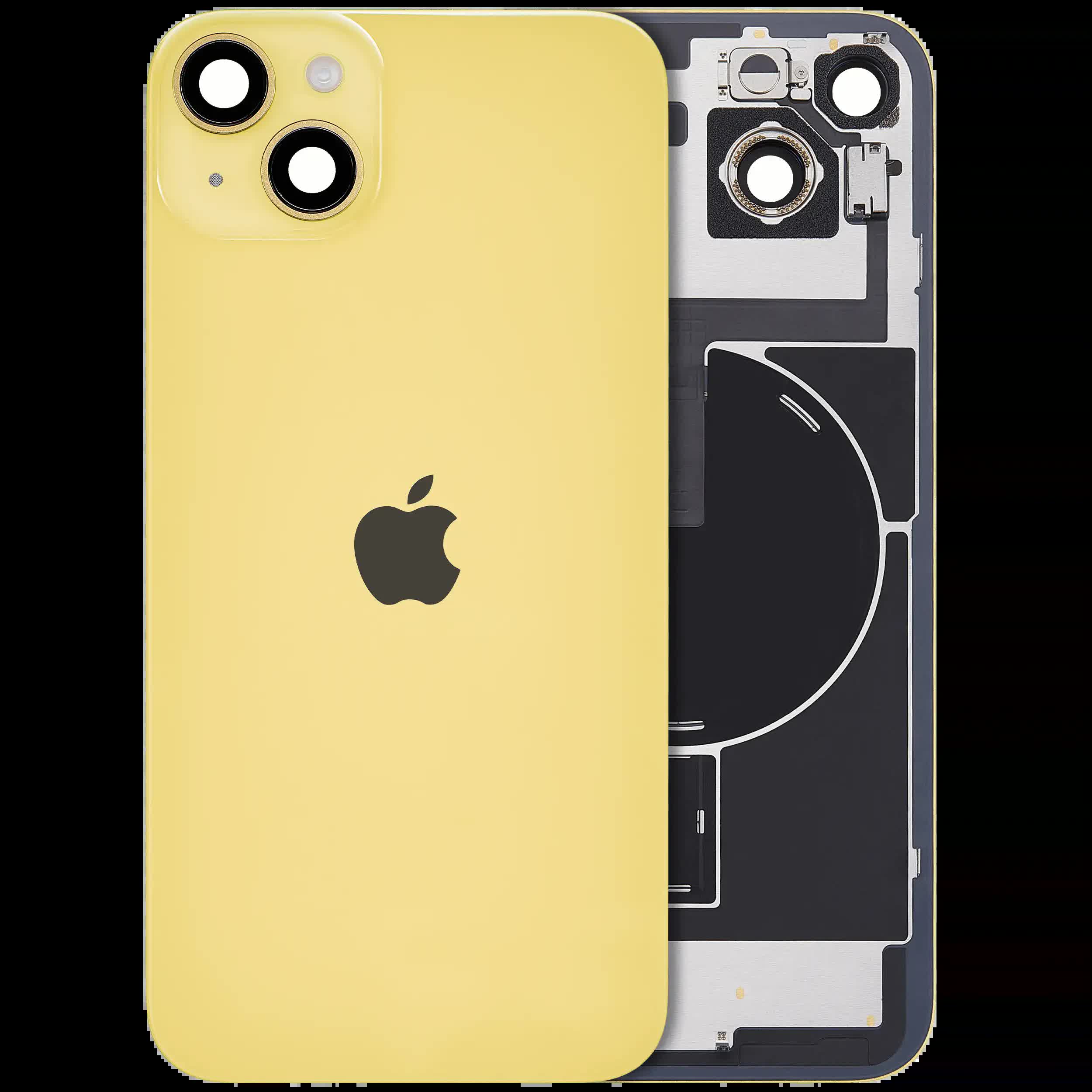 Rückglas mit MagSafe Magnet & NFC & Taschenlampen-Flexkabel für iPhone 14 Plus (Original) (Yellow)