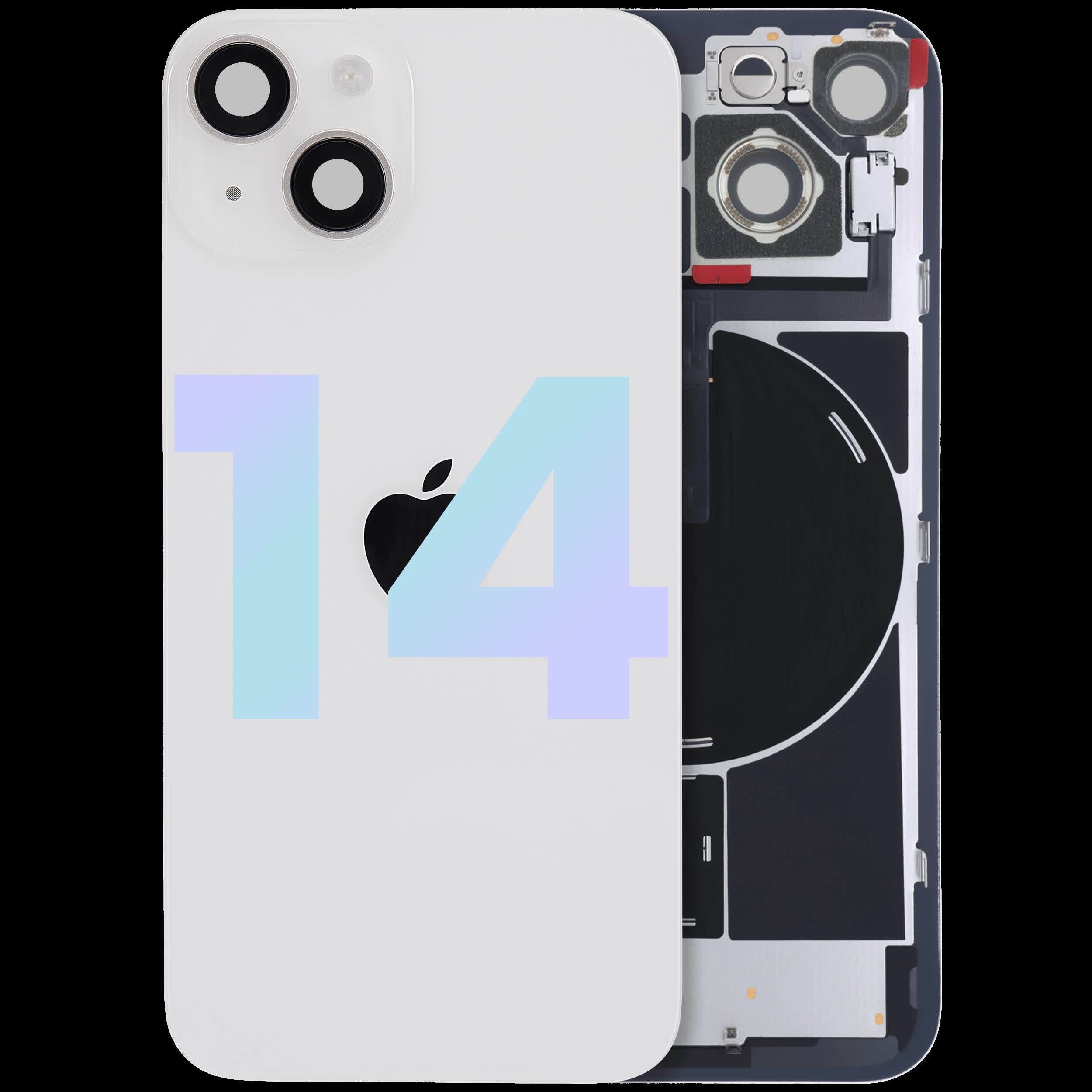 Rückglas mit MagSafe Magnet & NFC & Taschenlampen-Flexkabel für iPhone 14 (Original) (Starlight)