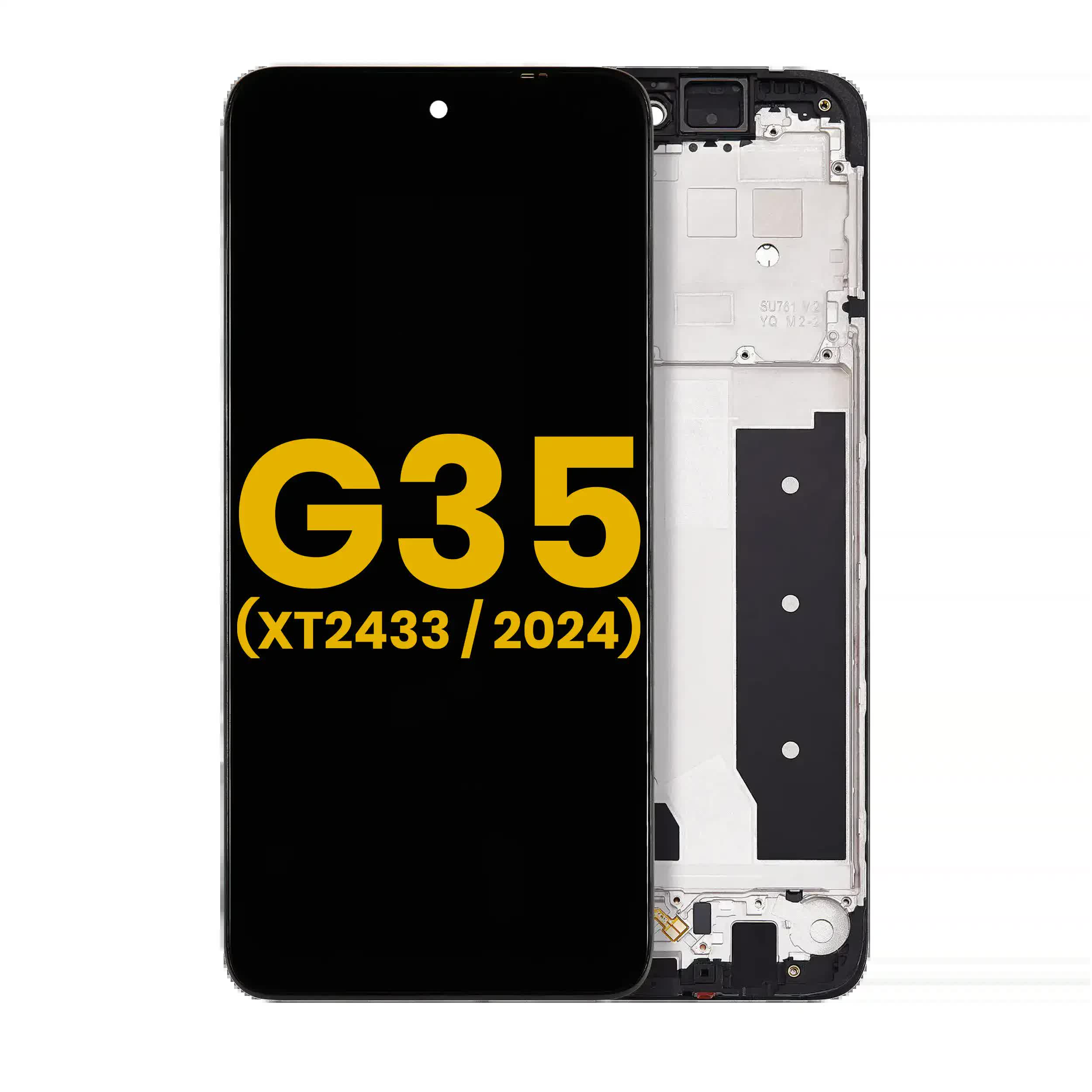 LCD Display mit Rahmen für Motorola Moto G35 5G (XT2433 / 2024) (professionell aufgearbeitet)