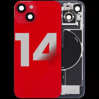 Rückglas mit MagSafe Magnet & NFC & Taschenlampen-Flexkabel für iPhone 14 (ausgebautes Originalteil: Grade A) (Red (Rot))