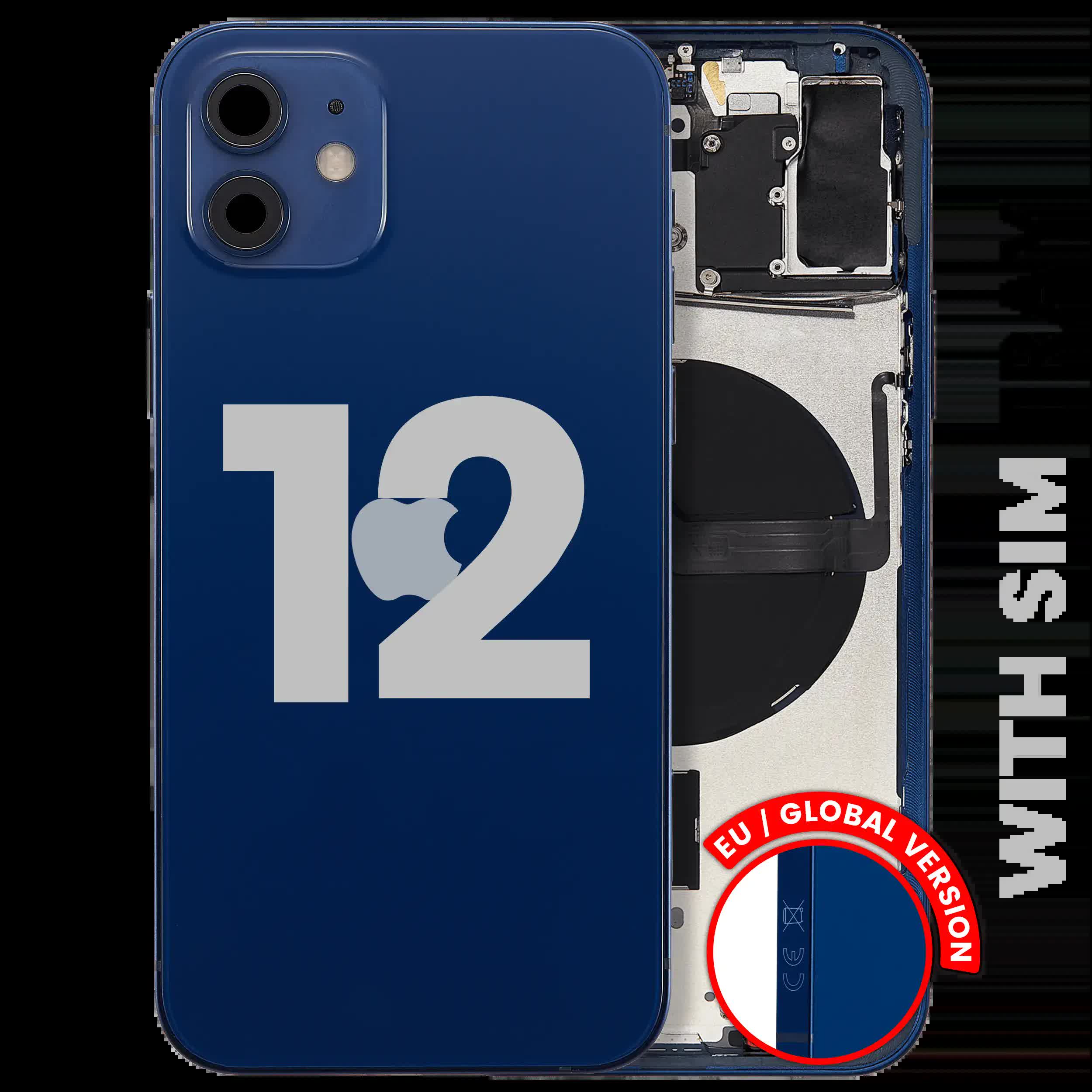 Rückgehäuse mit Kleinteilen für iPhone 12 (EU / globale Version) (ausgebautes Originalteil: Grade C) (Blue (Blau))