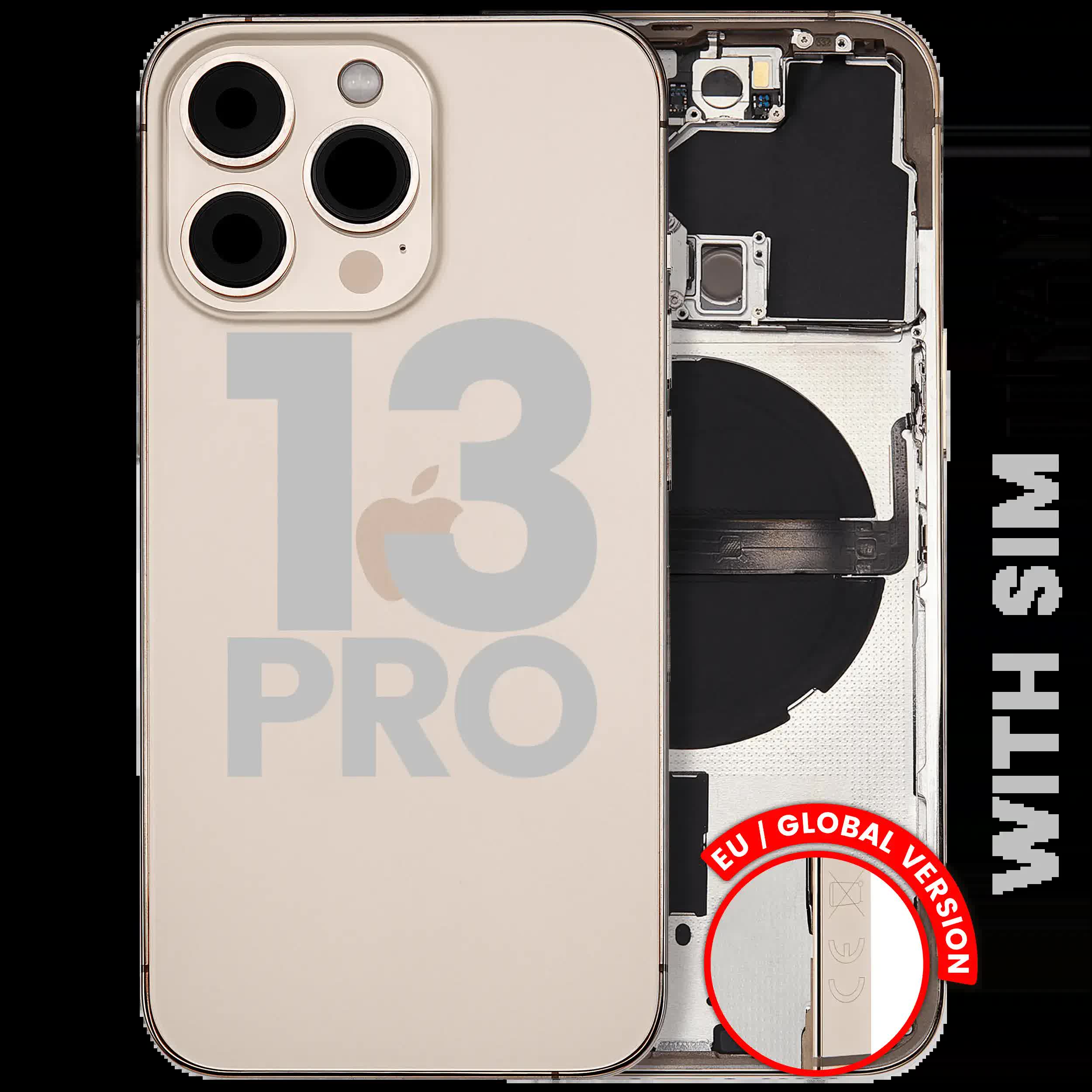 Rückgehäuse mit Kleinteilen für iPhone 13 Pro (EU / globale Version) (ausgebautes Originalteil: Grade B) (Gold)