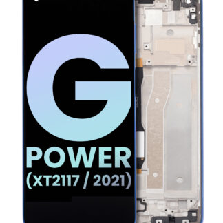 LCD Display mit Rahmen für Motorola Moto G Power (XT2117 / 2021) (Original) (Blue (Blau))