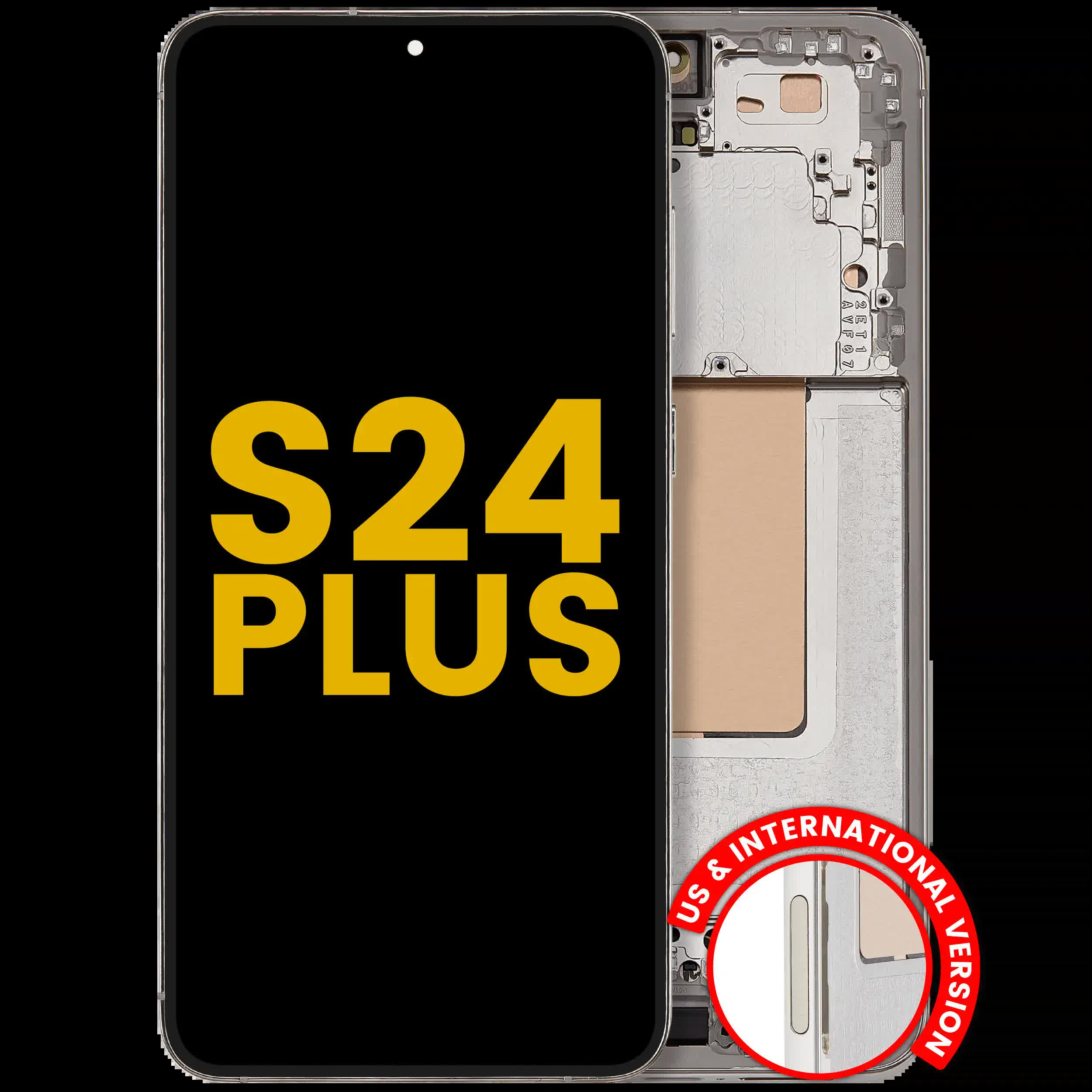 OLED Display mit Rahmen für Samsung Galaxy S24 Plus 5G (US & International Version) (professionell aufgearbeitet) (Amber Yellow)