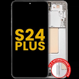 OLED Display mit Rahmen für Samsung Galaxy S24 Plus 5G (US & International Version) (professionell aufgearbeitet) (Marble Grey)