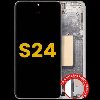 OLED Display mit Rahmen für Samsung Galaxy S24 5G (US & International Version) (professionell aufgearbeitet) (Marble Grey)