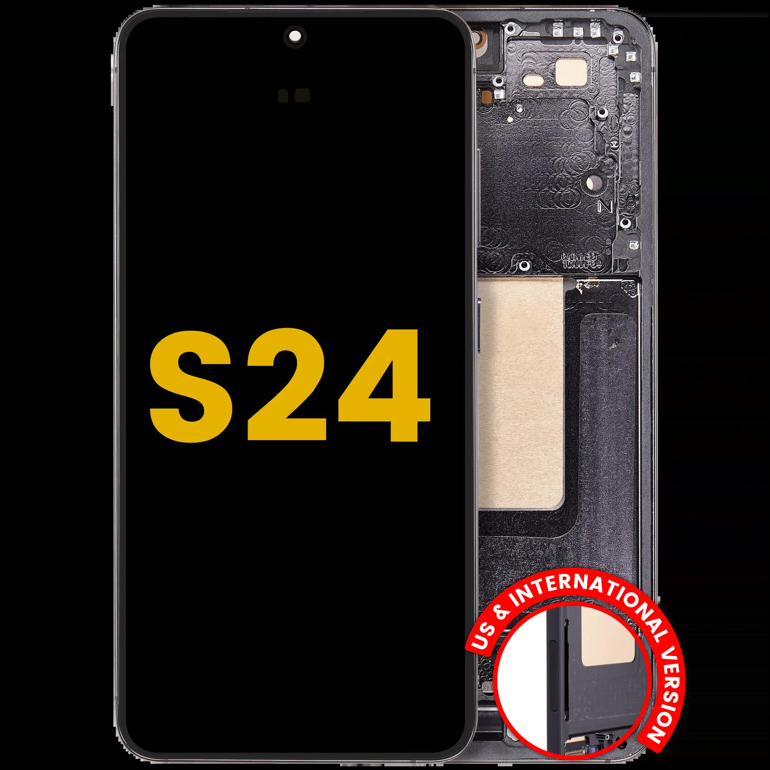 OLED Display mit Rahmen für Samsung Galaxy S24 5G (US & International Version) (professionell aufgearbeitet) (Onyx Black)