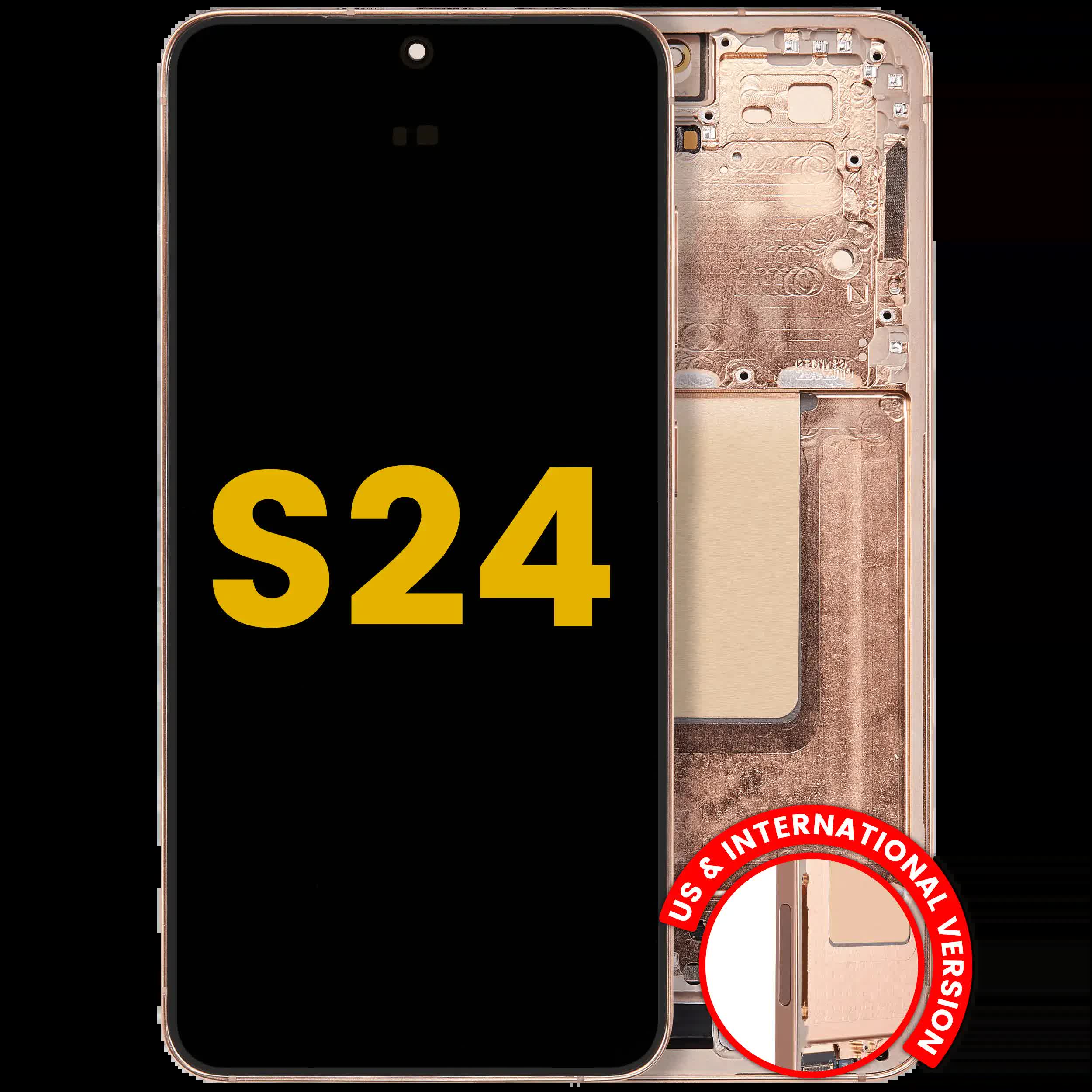 OLED Display mit Rahmen für Samsung Galaxy S24 5G (US & International Version) (professionell aufgearbeitet) (Sandstone Orange)