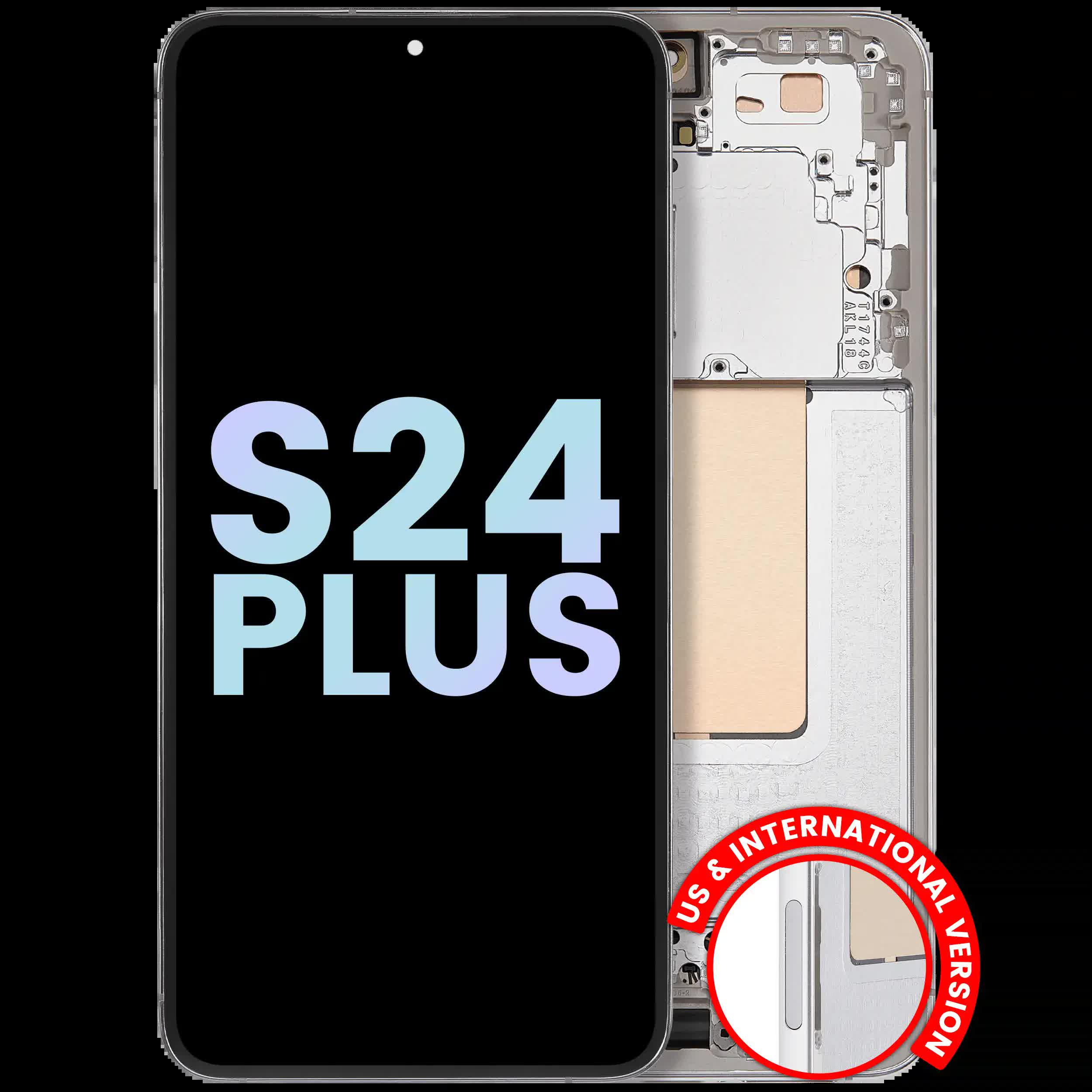 OLED Display mit Rahmen für Samsung Galaxy S24 Plus 5G (US & International Version) (Service Pack) (Marble Grey)