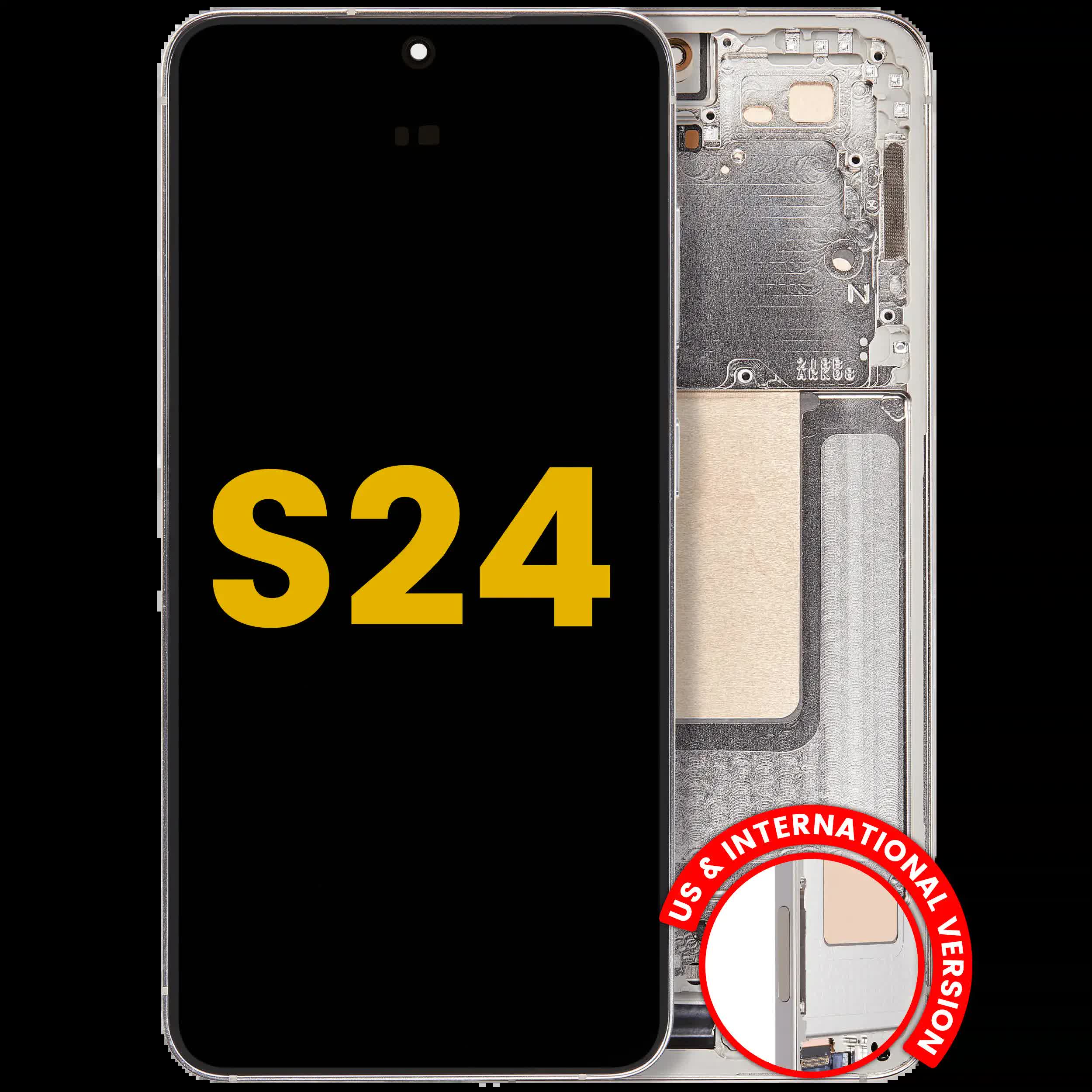 OLED Display mit Rahmen für Samsung Galaxy S24 5G (US & International Version) (professionell aufgearbeitet) (Amber Yellow)