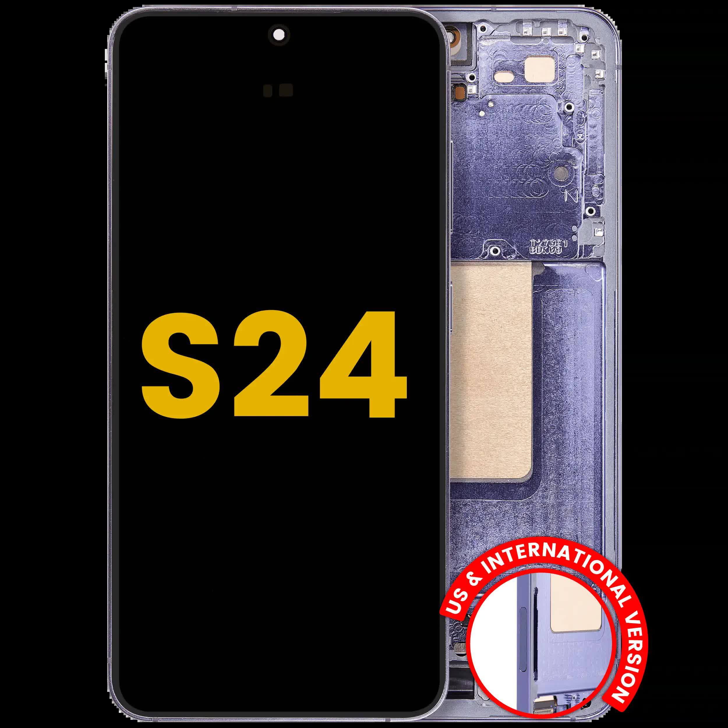 OLED Display mit Rahmen für Samsung Galaxy S24 5G (US & International Version) (professionell aufgearbeitet) (Cobalt Violet)