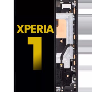 LCD Display mit Rahmen für Sony Xperia 1 (professionell aufgearbeitet) (Black (Schwarz))