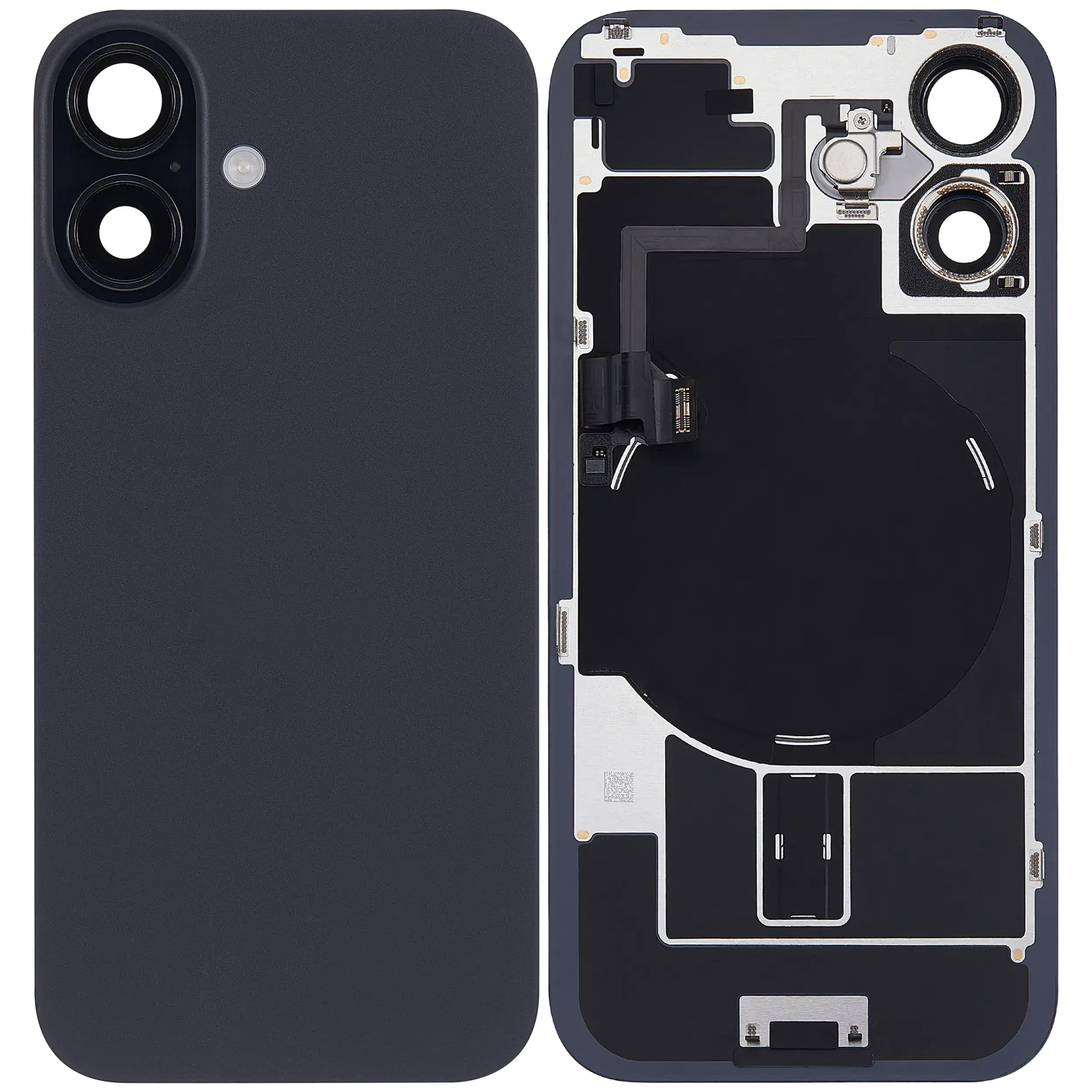 Rückglas mit MagSafe Magnet & NFC & Taschenlampen-Flexkabel für iPhone 16 (ausgebautes Originalteil: Grade B) (Black (Schwarz)) – Bild 2