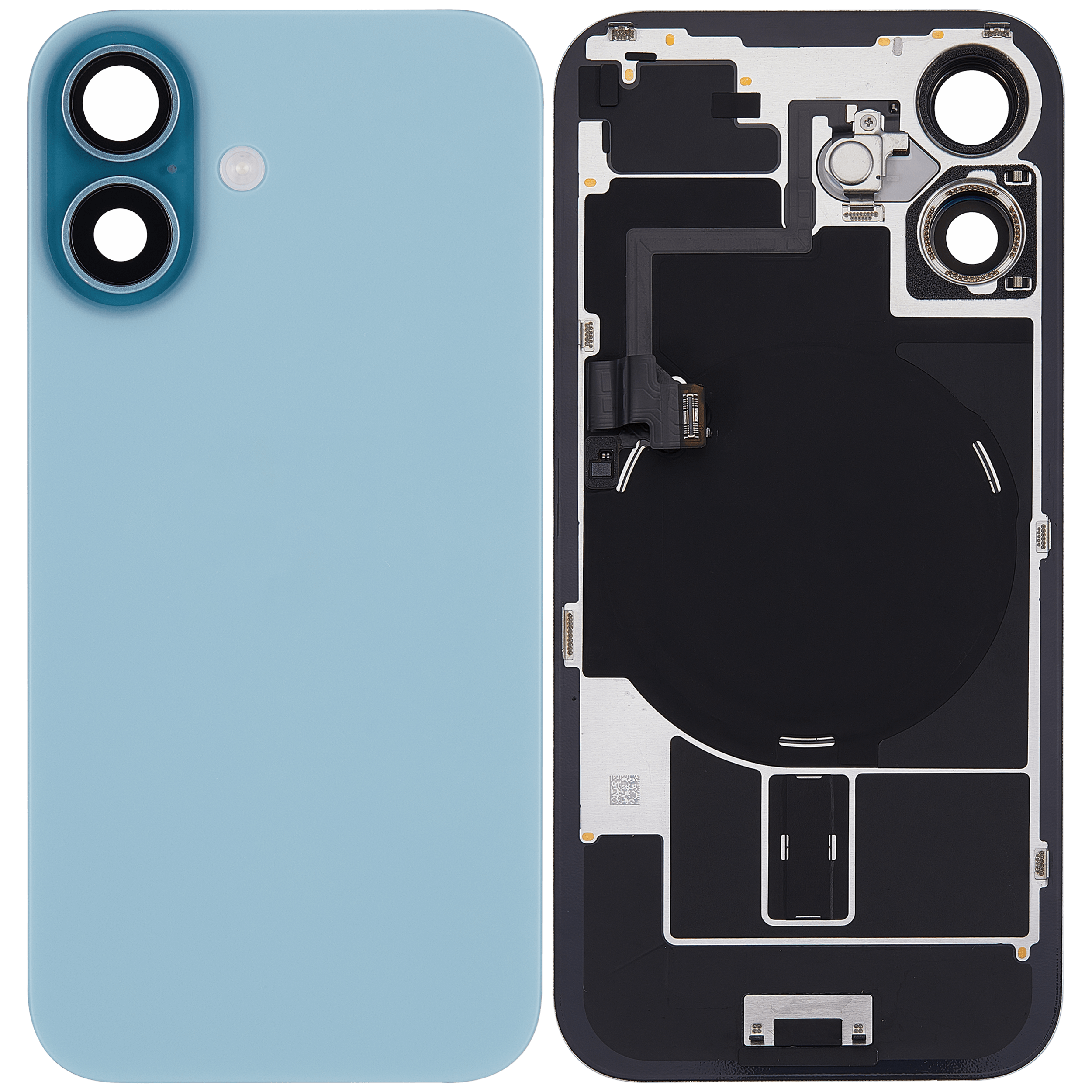 Rückglas mit MagSafe Magnet & NFC & Taschenlampen-Flexkabel für iPhone 16 (ausgebautes Originalteil: Grade B) (Teal) – Bild 2