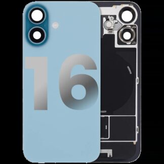 Rückglas mit MagSafe Magnet & NFC & Taschenlampen-Flexkabel für iPhone 16 (ausgebautes Originalteil: Grade B) (Teal)