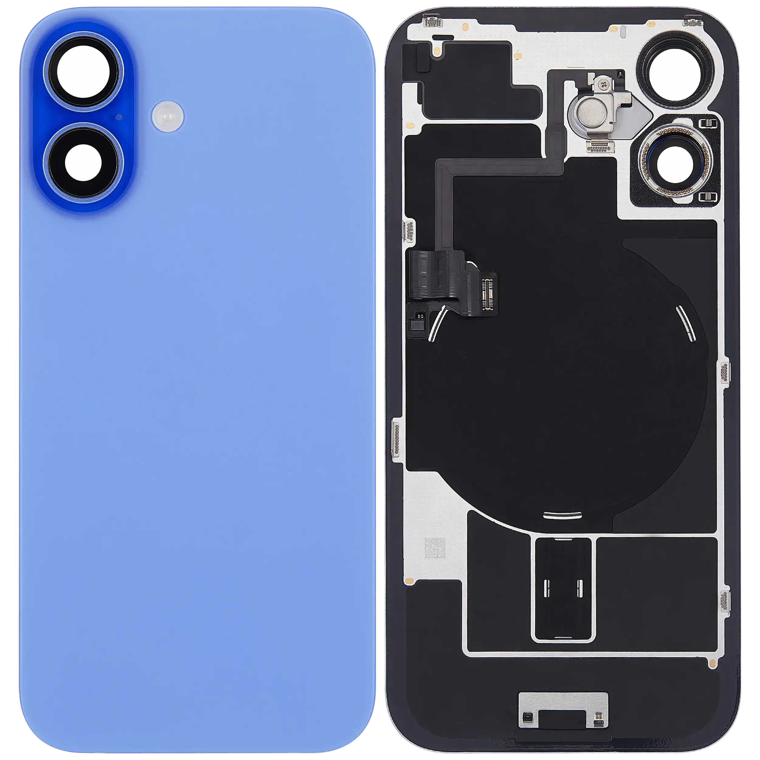 Rückglas mit MagSafe Magnet & NFC & Taschenlampen-Flexkabel für iPhone 16 (ausgebautes Originalteil: Grade B) (Ultramarine) – Bild 2