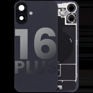 Rückglas mit MagSafe Magnet & NFC & Taschenlampen-Flexkabel für iPhone 16 Plus (ausgebautes Originalteil: Grade B) (Black (Schwarz))