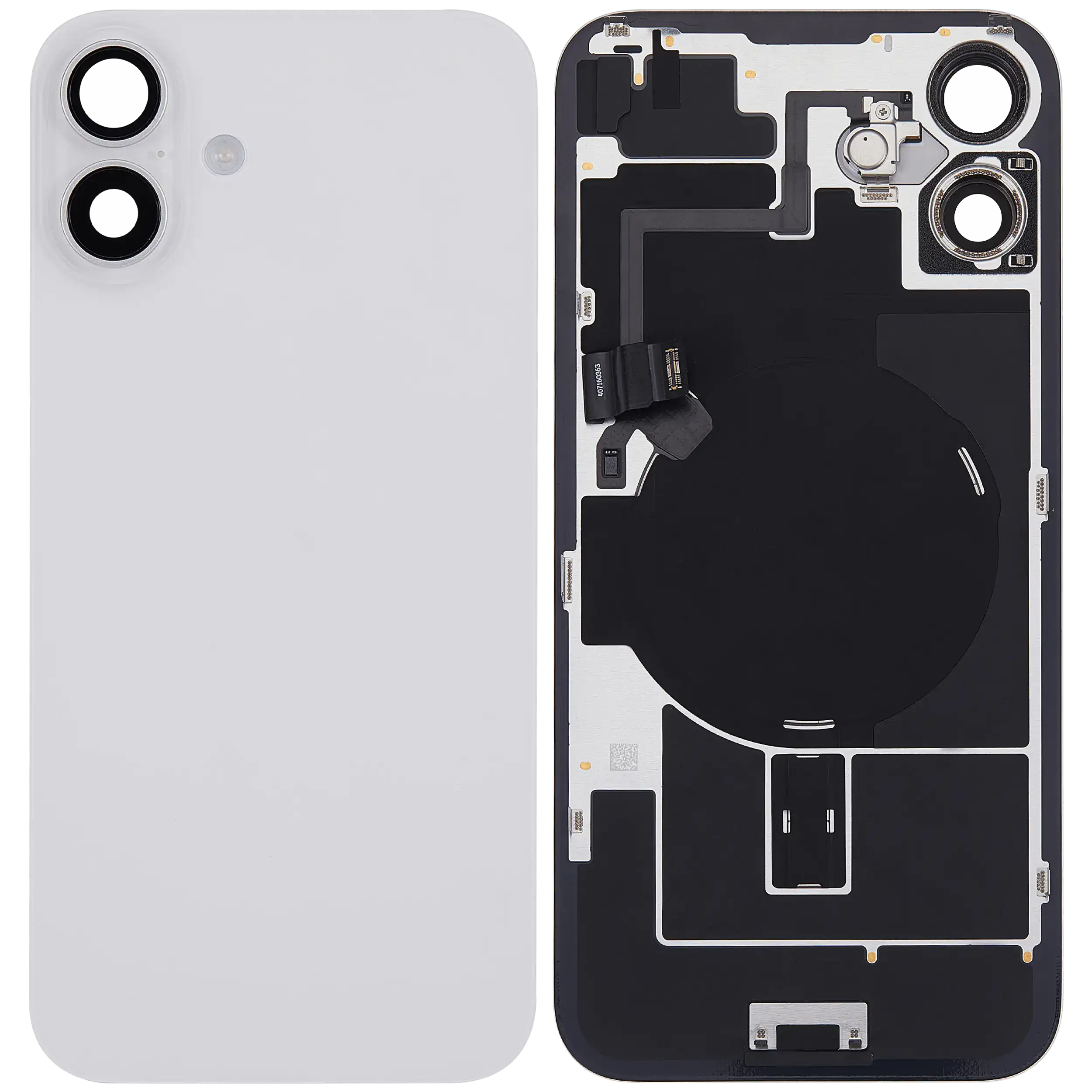 Rückglas mit MagSafe Magnet & NFC & Taschenlampen-Flexkabel für iPhone 16 Plus (ausgebautes Originalteil: Grade B) (White (Weiß)) – Bild 2