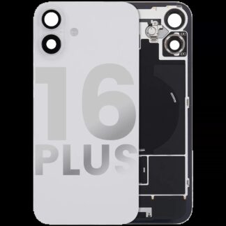 Rückglas mit MagSafe Magnet & NFC & Taschenlampen-Flexkabel für iPhone 16 Plus (ausgebautes Originalteil: Grade B) (White (Weiß))