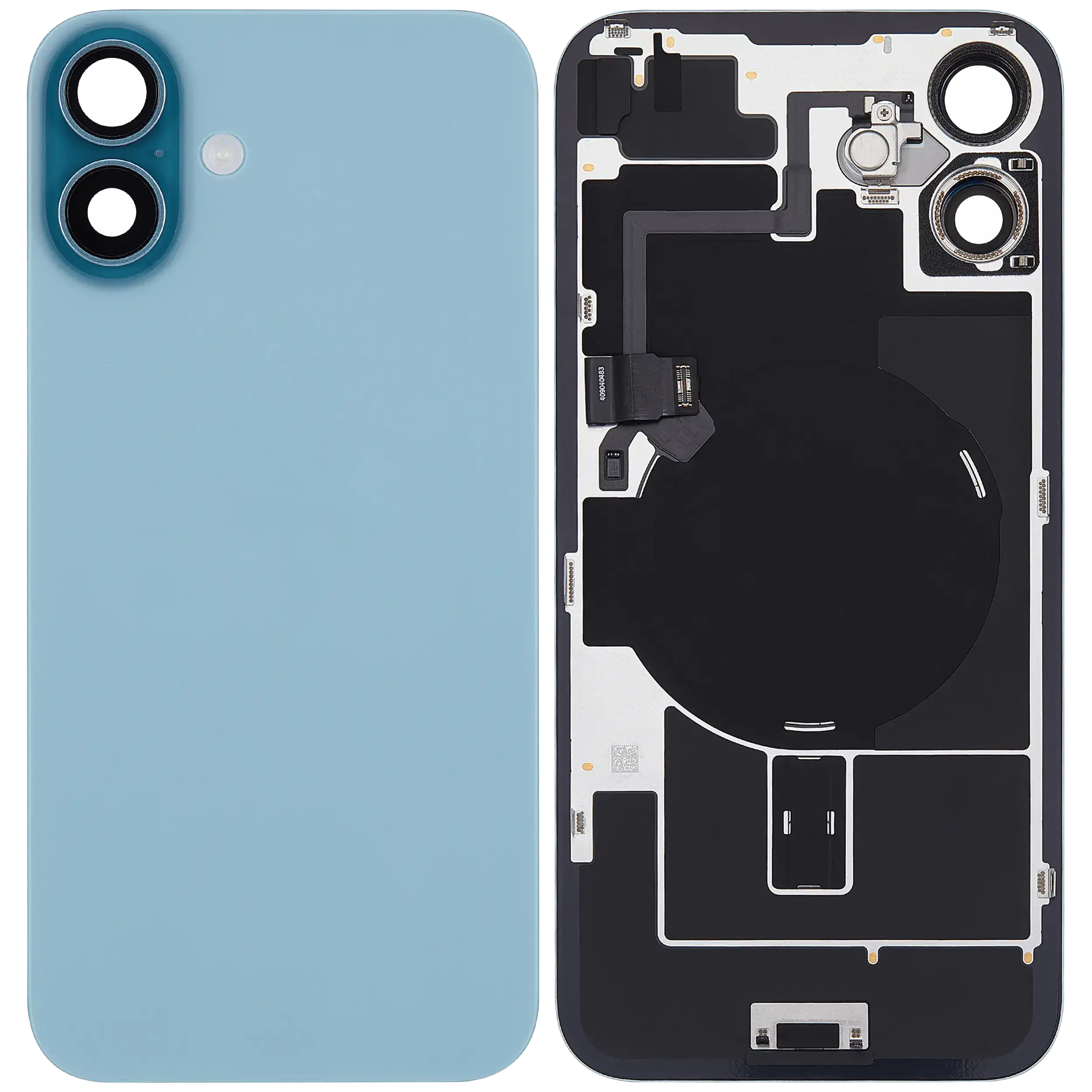 Rückglas mit MagSafe Magnet & NFC & Taschenlampen-Flexkabel für iPhone 16 Plus (ausgebautes Originalteil: Grade B) (Teal) – Bild 2