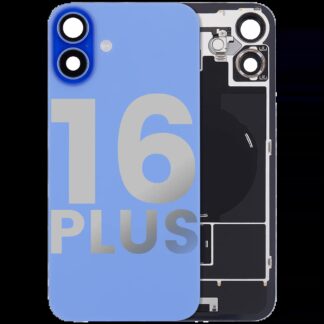 Rückglas mit MagSafe Magnet & NFC & Taschenlampen-Flexkabel für iPhone 16 Plus (ausgebautes Originalteil: Grade B) (Ultramarine)