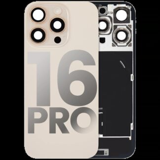 Rückglas mit MagSafe Magnet & NFC & Taschenlampen-Flexkabel für iPhone 16 Pro (ausgebautes Originalteil: Grade B) (Desert Titanium)