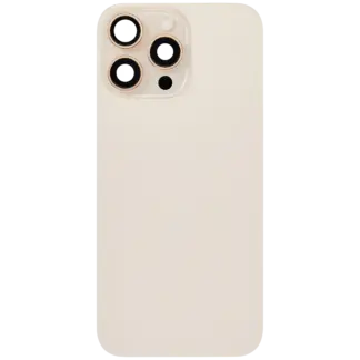 Rückglas mit MagSafe Magnet & NFC & Taschenlampen-Flexkabel für iPhone 16 Pro Max (ausgebautes Originalteil: Grade B) (Desert Titanium)