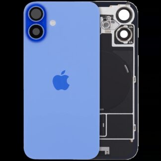 Rückglas mit MagSafe Magnet & NFC & Taschenlampen-Flexkabel für iPhone 16 plus (UK / EU Version) (Original) (Ultramarine)