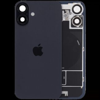 Rückglas mit MagSafe Magnet & NFC & Taschenlampen-Flexkabel für iPhone 16 plus (UK / EU Version) (Original) (Black (Schwarz))
