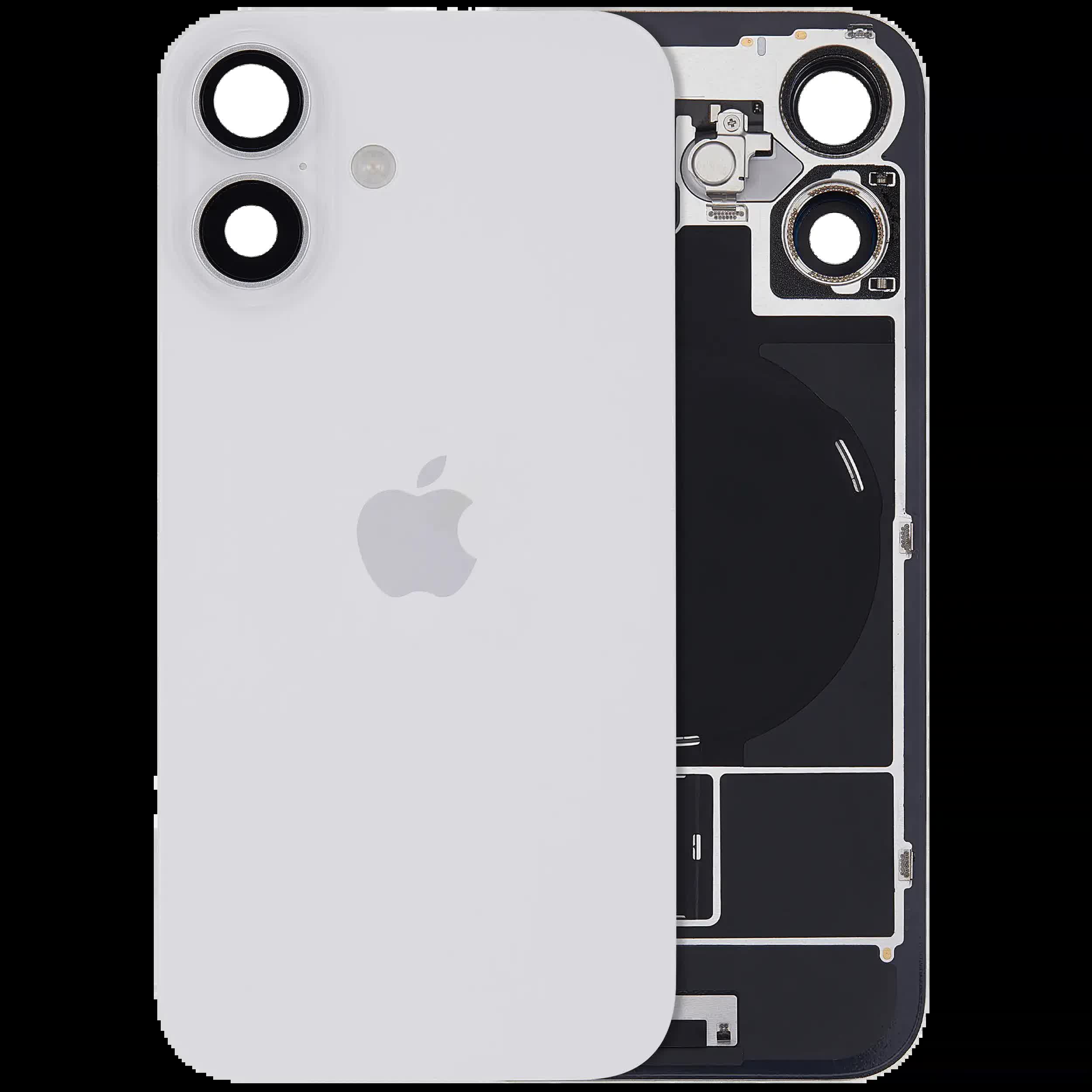 Rückglas mit MagSafe Magnet & NFC & Taschenlampen-Flexkabel für iPhone 16 (UK / EU Version) (Original) (White (Weiß))