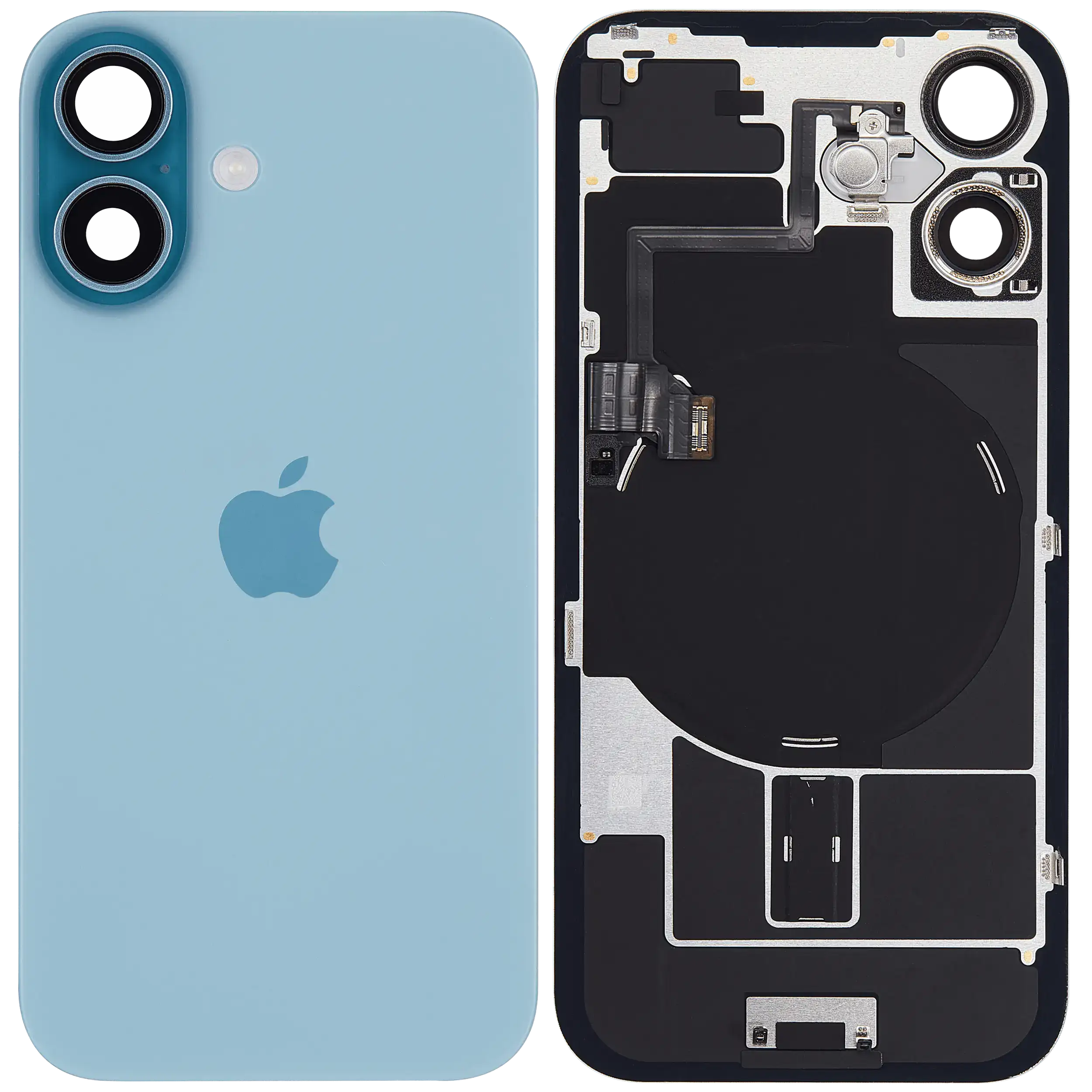 Rückglas mit MagSafe Magnet & NFC & Taschenlampen-Flexkabel für iPhone 16 (UK / EU Version) (Original) (Teal) – Bild 2